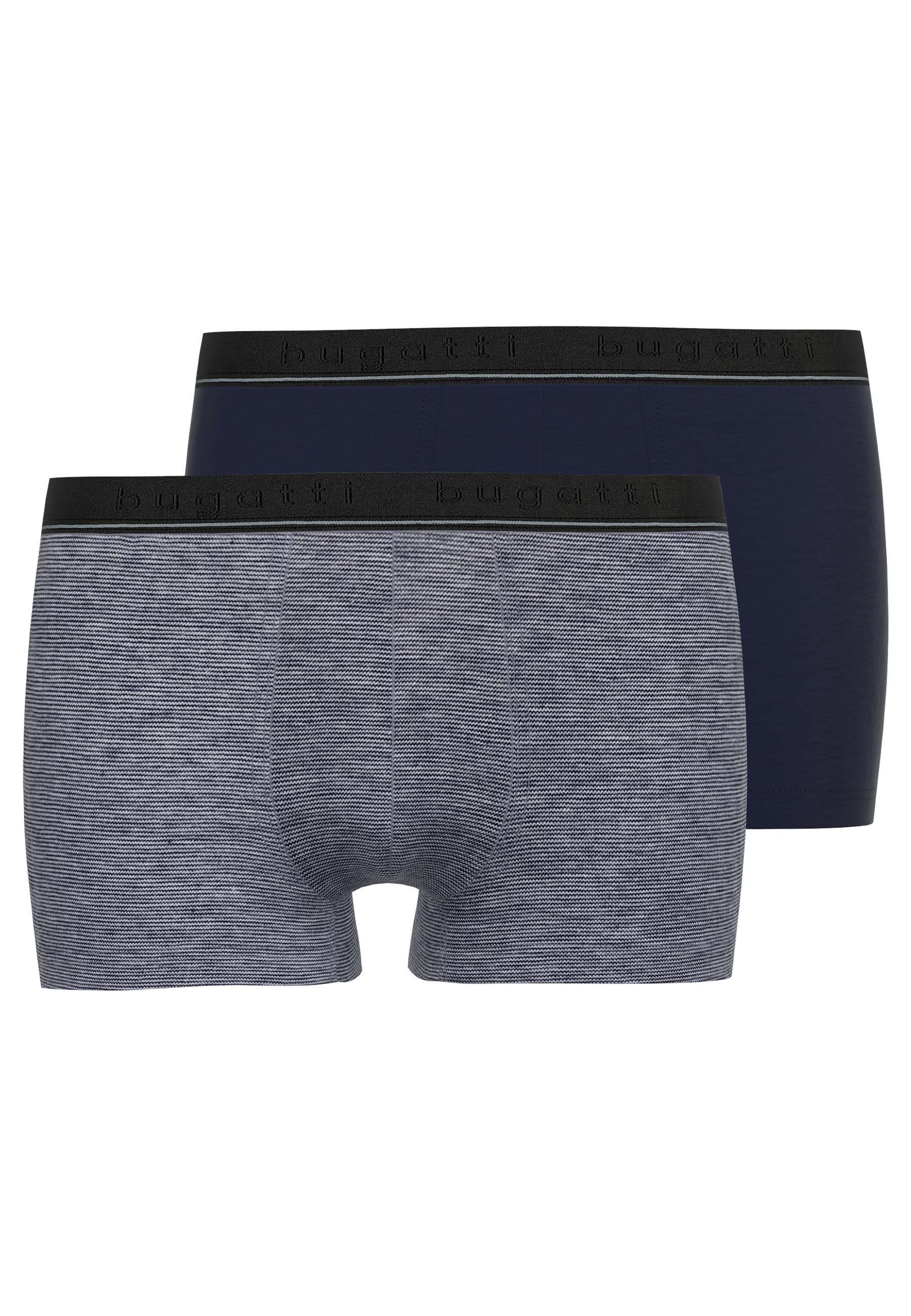 Boxershorts BUGATTI Herren Pants blau längsgestreift 2er Pack