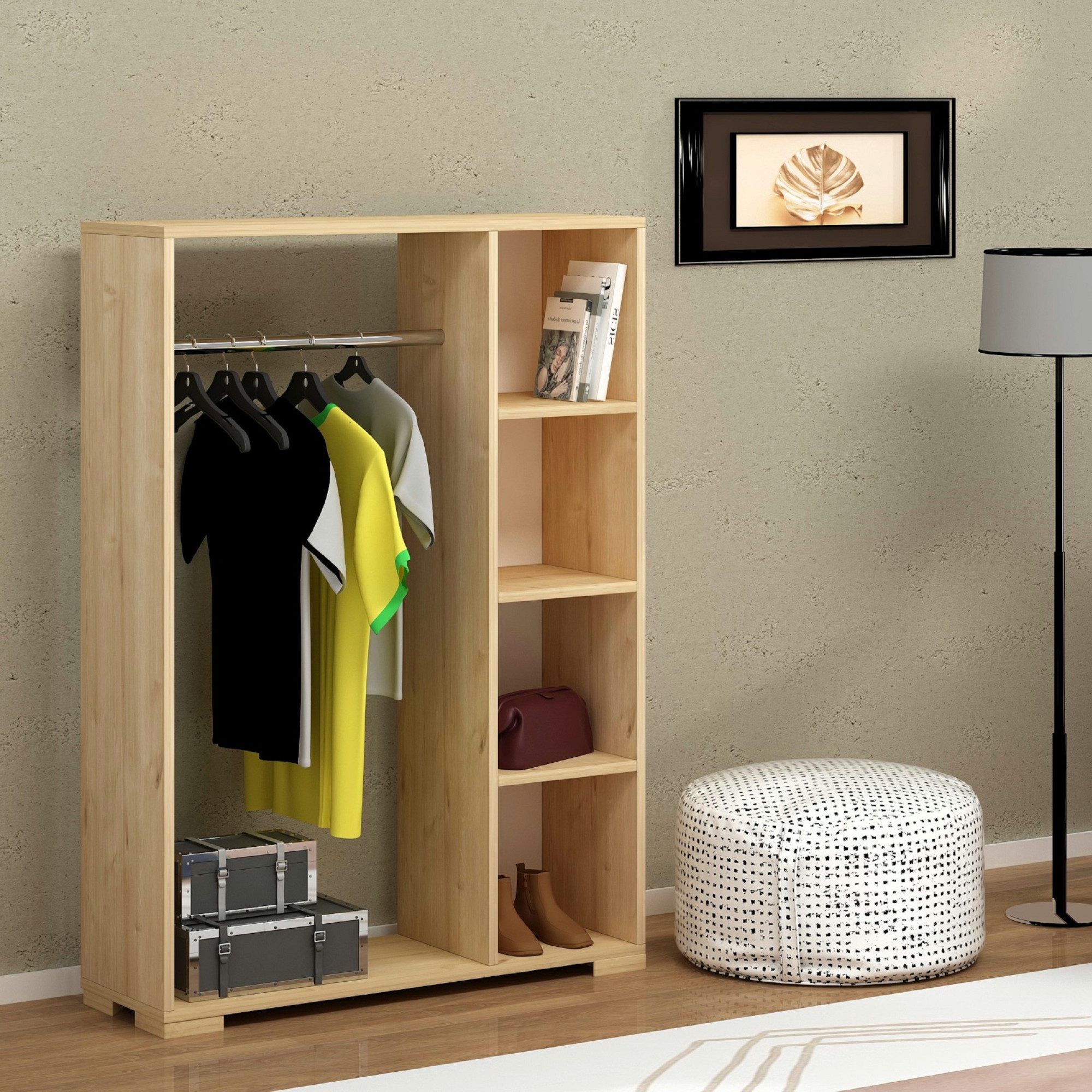en.casa Kleiderschrank »Nesbyen« mit Garderobenstange Eiche-Optik günstig online kaufen