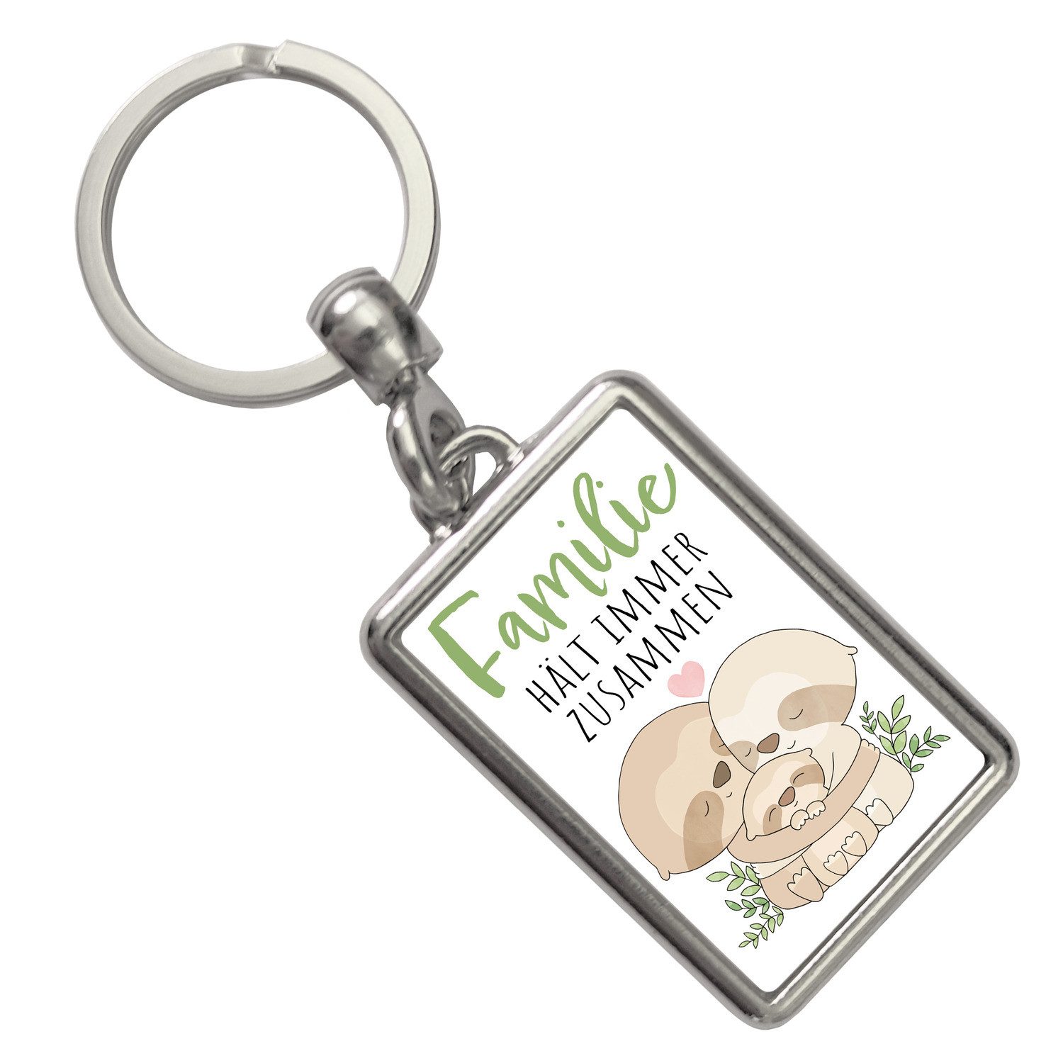 speecheese Schlüsselanhänger Faultier Schlüsselanhänger mit Spruch Familie hält immer zusammen