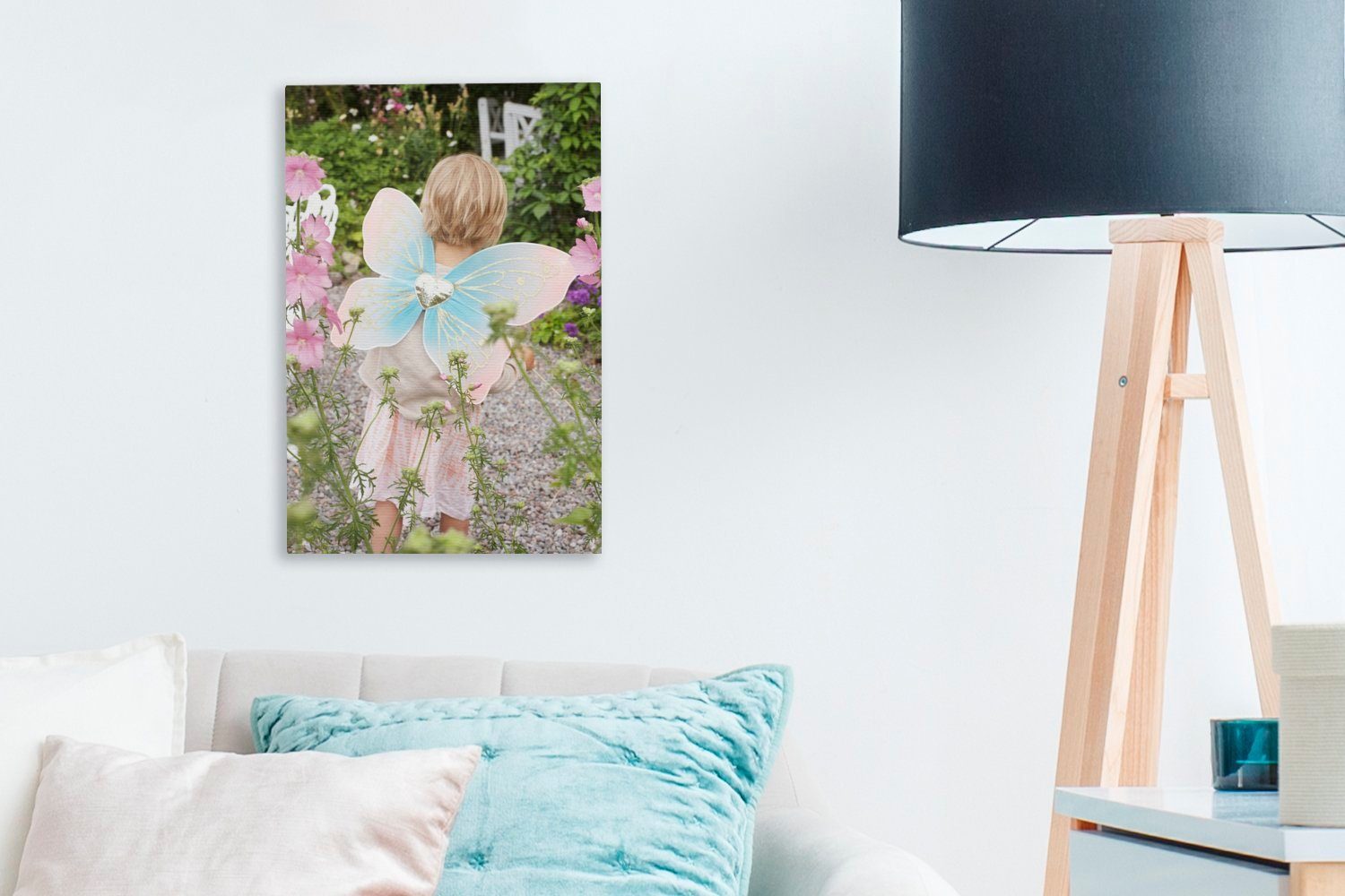 OneMillionCanvasses® Leinwandbild Mädchen mit Feenflügeln, St), (1 20x30 Zackenaufhänger, Gemälde, bespannt cm Leinwandbild inkl. fertig