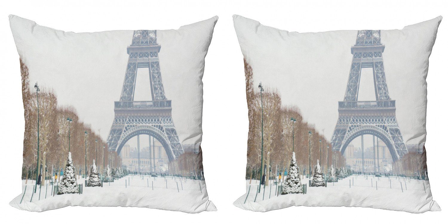 Accent Doppelseitiger Kissenbezüge Winter Digitaldruck, Stück), im Eiffelturm Abakuhaus Modern (2 Schnee