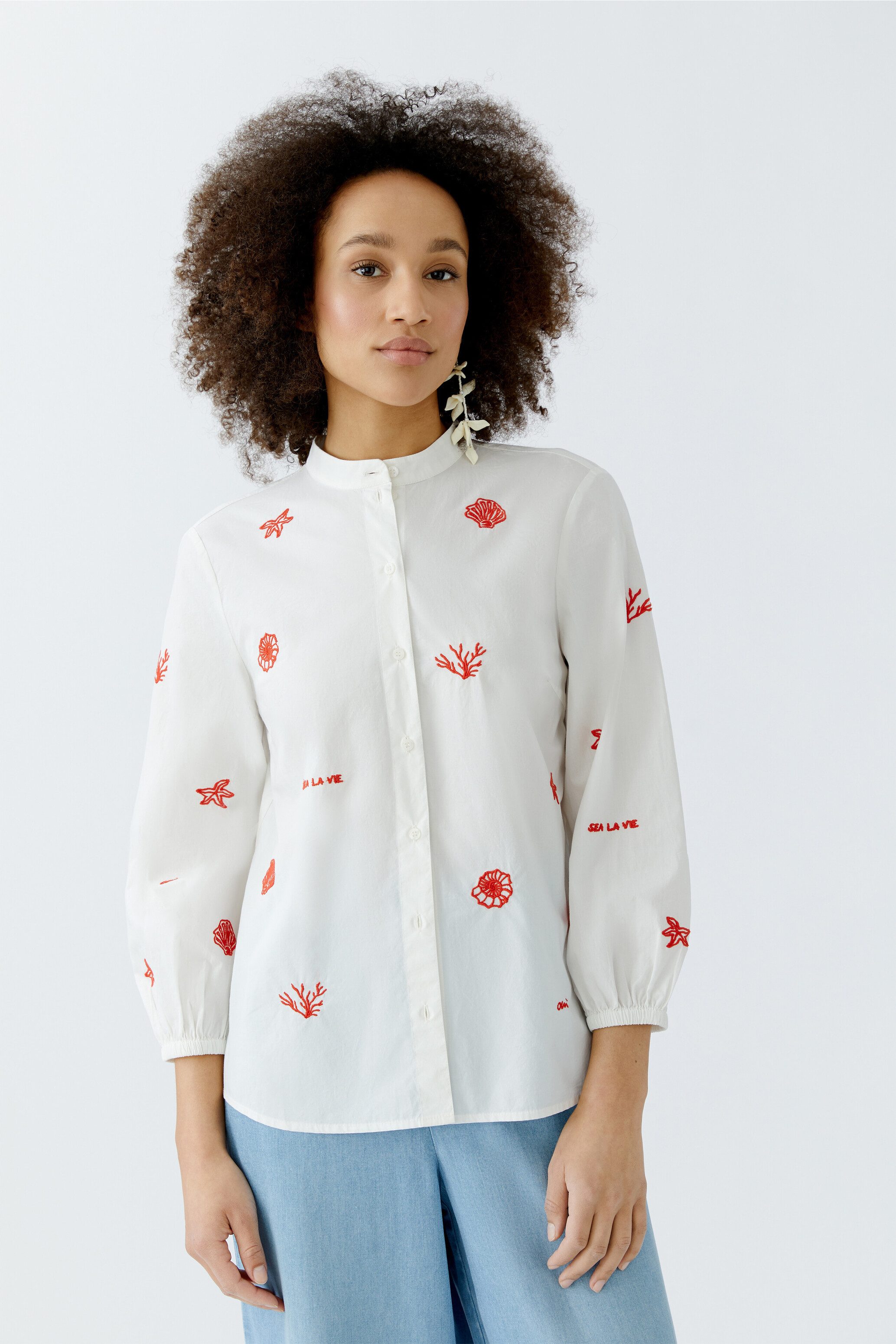 Oui Langarmbluse Bluse reine Baumwolle günstig online kaufen