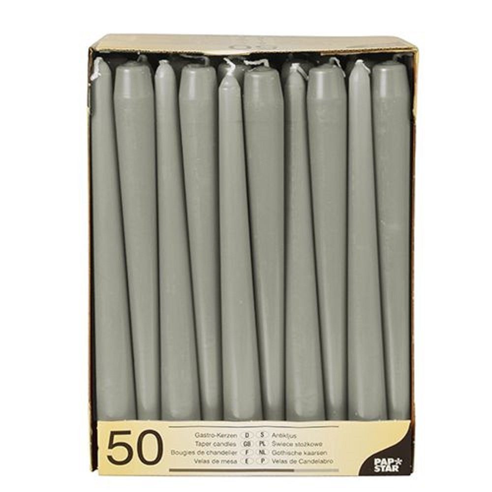 PAPSTAR GmbH Tafelkerze 50 Leuchterkerzen Tafelkerzen Ø22mm L25cm grau