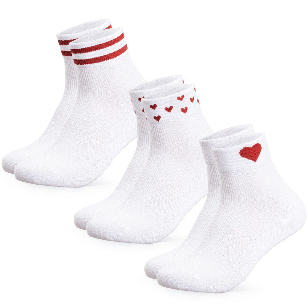 OCCULTO Sneakersocken Damen Motiv Quarter Socken 3er Pack (Modell: Gianna) (3-Paar)