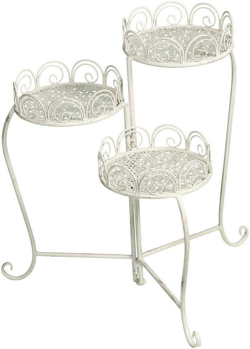 Ambiente Haus Квітковий табурет 3er Підставка для квітів - klappbar Antikweiß (1 St)