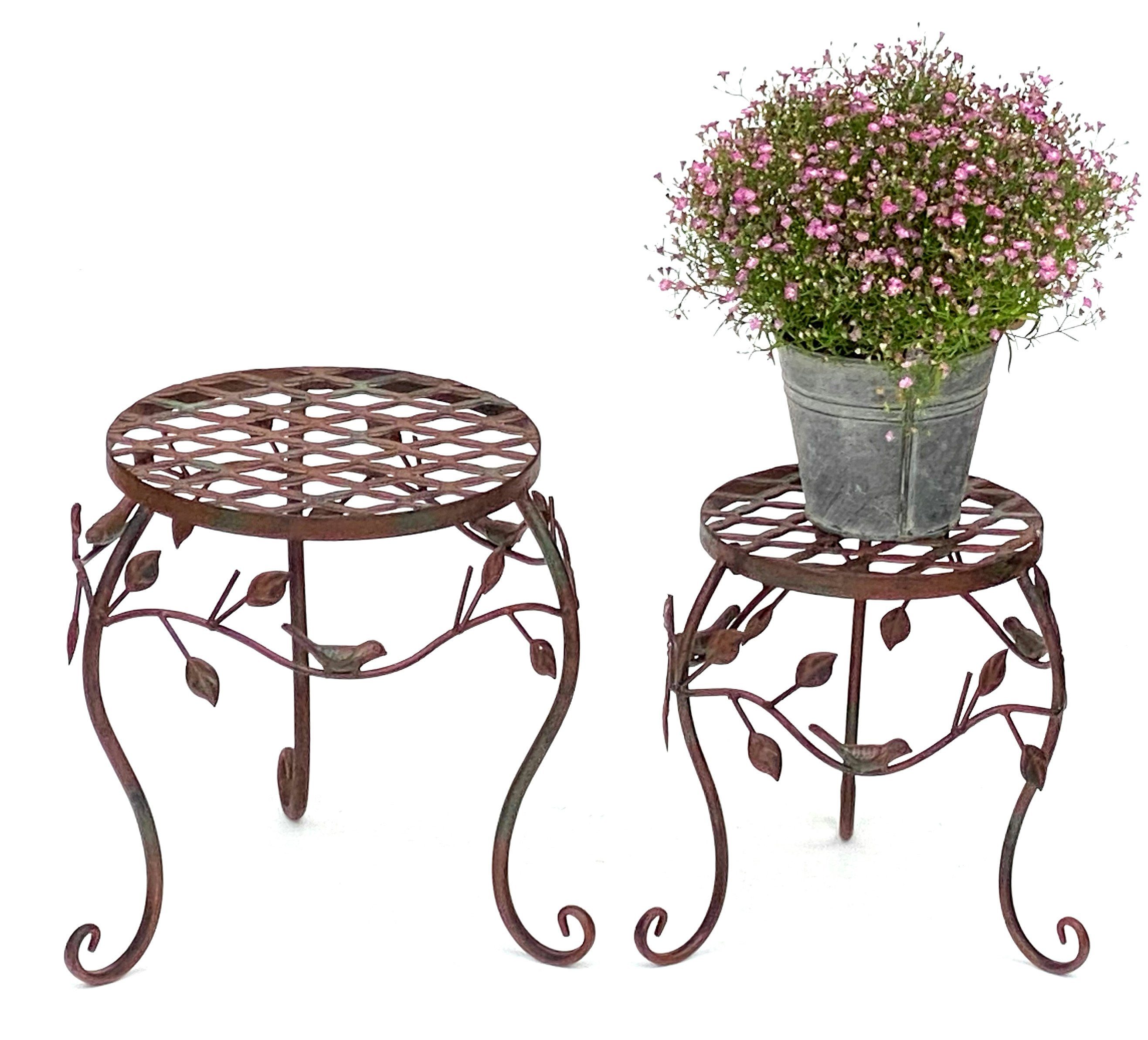 Pflanzenhocker Modern Pflanzenständer Blumenständer Blumensäule DanDiBo Braun Metall Blumenständer 2er 93992 Set Blumenhocker