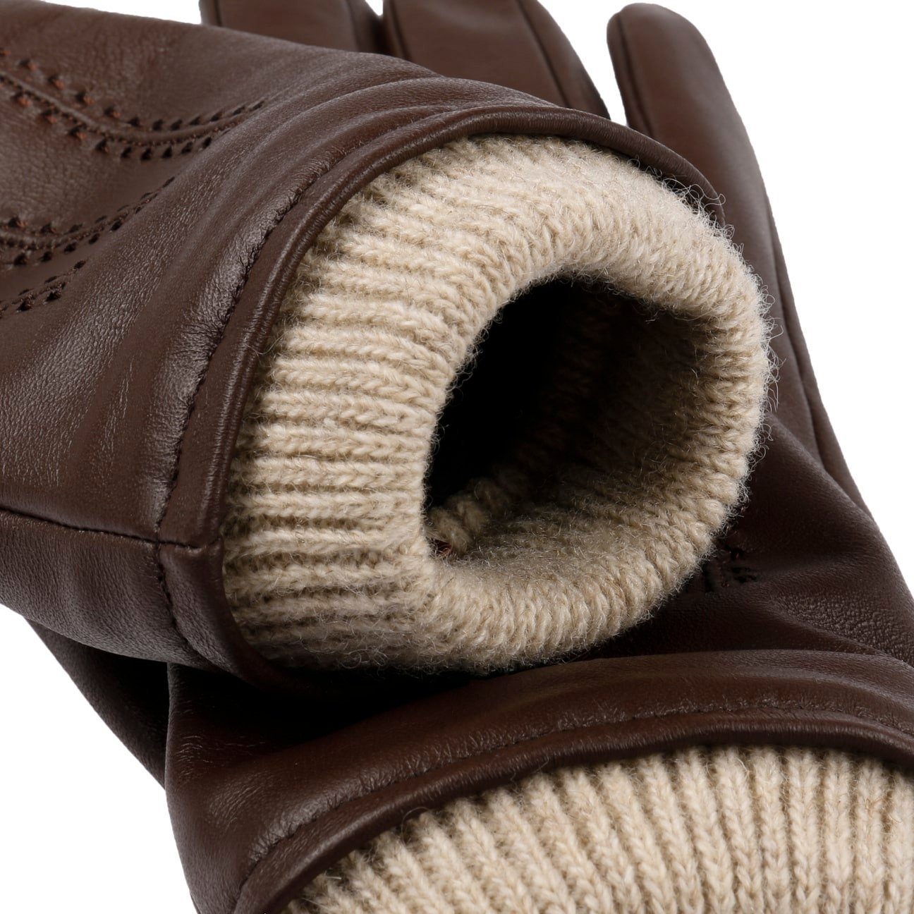 Futter Lederhandschuhe Handschuhe dunkelbraun Stetson mit