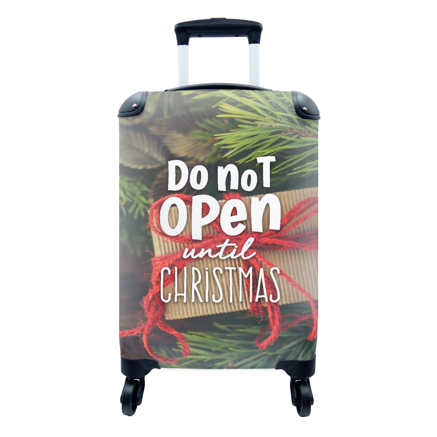 MuchoWow Handgepäckkoffer Sprichwörter - Zitate - 'Nicht vor Weihnachten öffnen', 4 Rollen, Reisetasche mit rollen, Handgepäck für Ferien, Trolley, Reisekoffer
