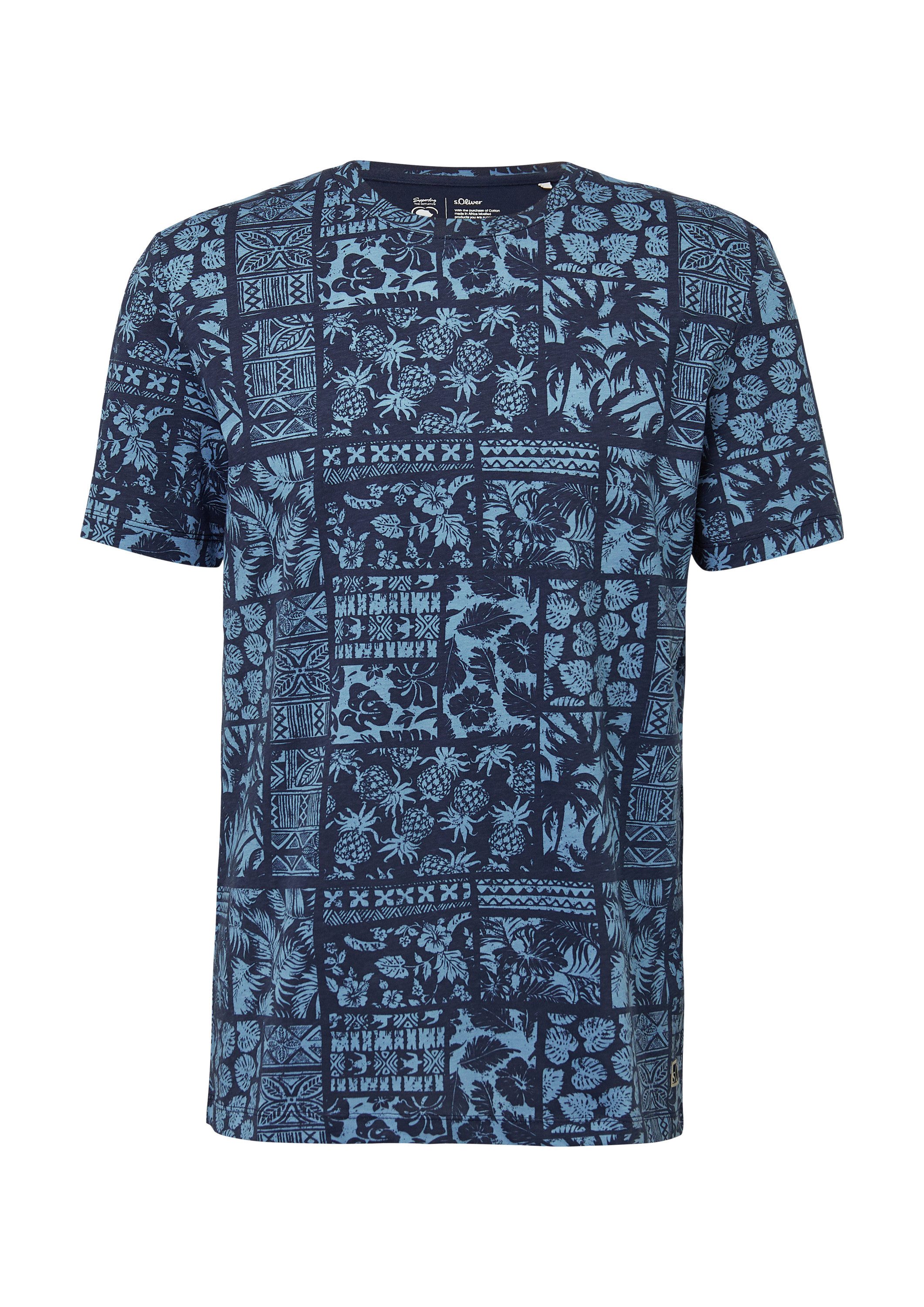 s.Oliver Kurzarmshirt T-Shirt Baumwoll-T-Shirt mit All-over-Print günstig online kaufen