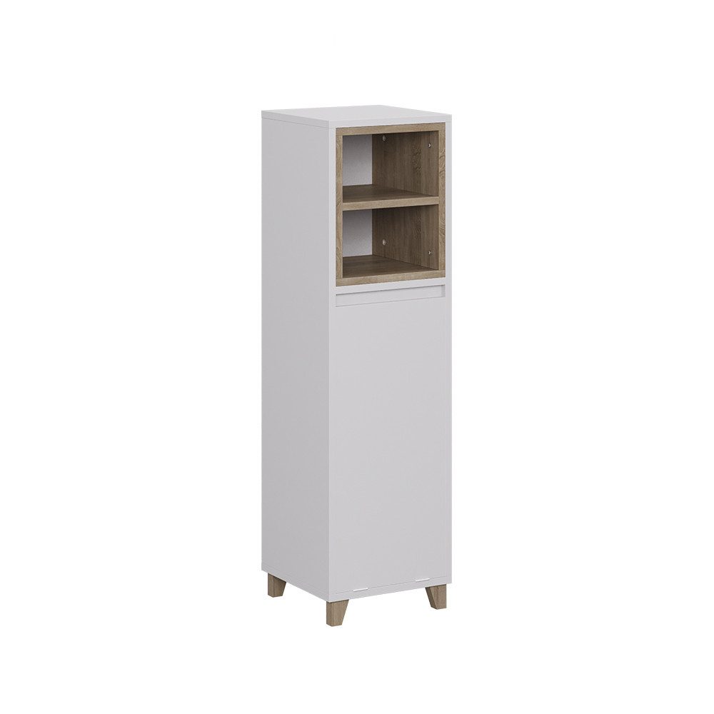 Vicco Midischrank Elnor, Weiß/Eiche/Weiß, 30 x 105 cm mit ausklappbarem Wäschebeh... (1-St)