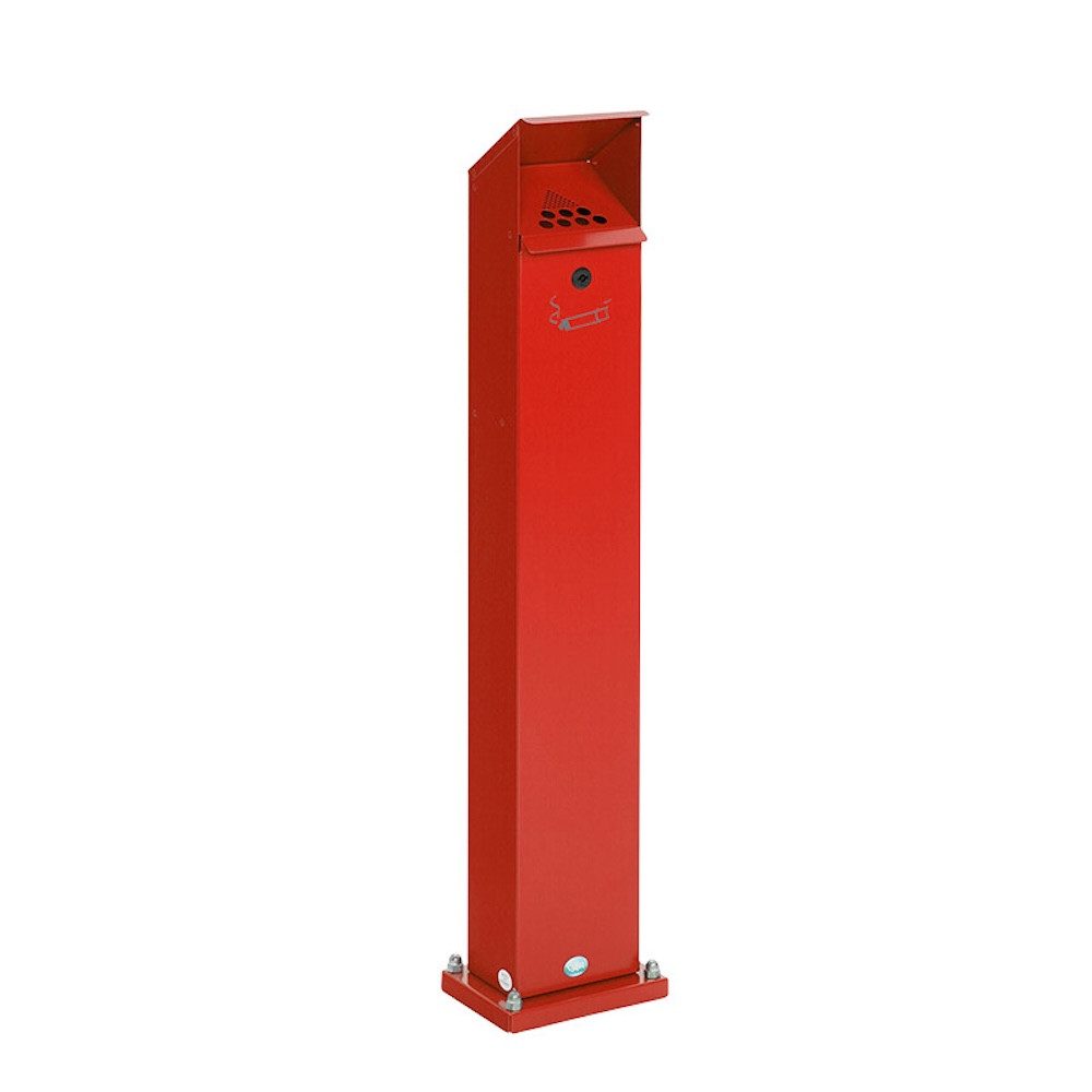 PROREGAL® Aschenbecher Robuster Ascher Standsäule Schloss und Bodenplatte 2L 115x18x15cm Rot