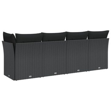 vidaXL Loungesofa Gartensofa mit Kissen 4-Sitzer Schwarz Poly Rattan