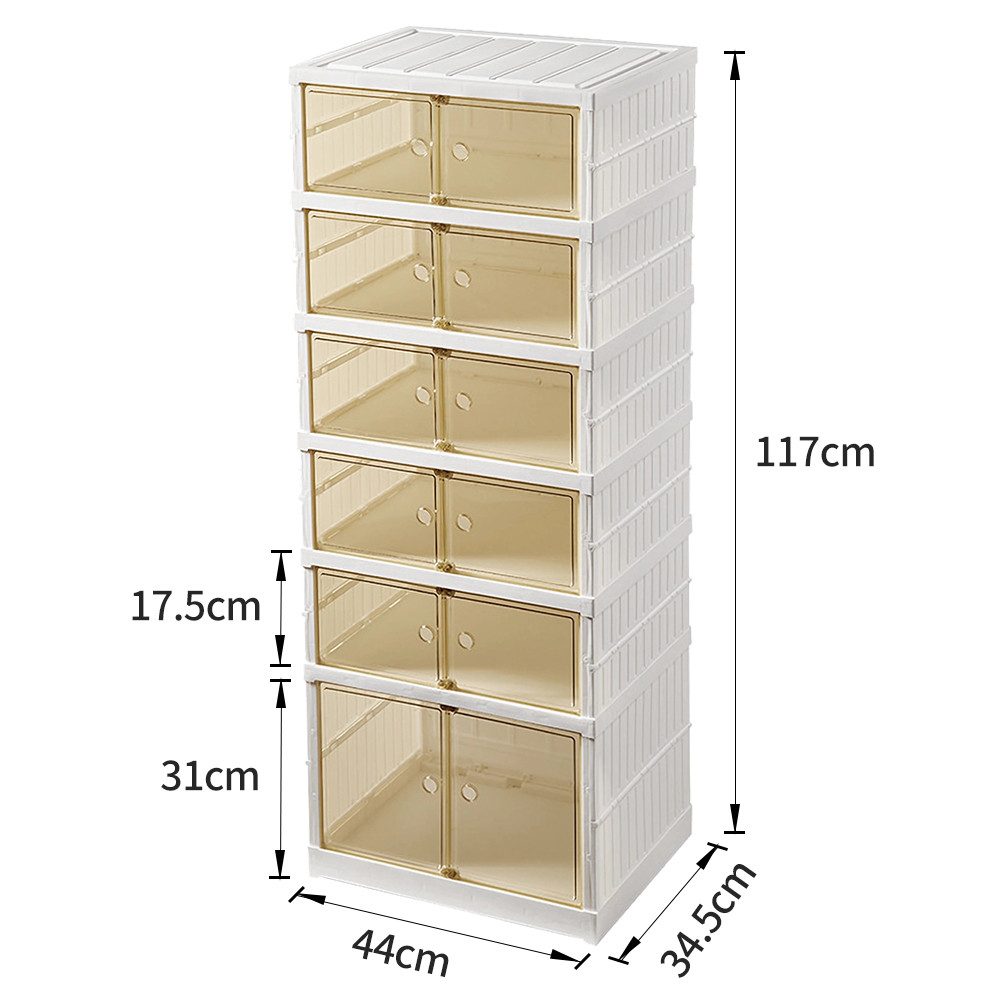 JEOBEST Schuhbox Faltbare Schuhschrank mit transparent Türen, Schuhboxen Stapelbar, (2 St., Weiß - 6 Ebenen)Installationsfrei, Turnschuhe Stöckelschuhe