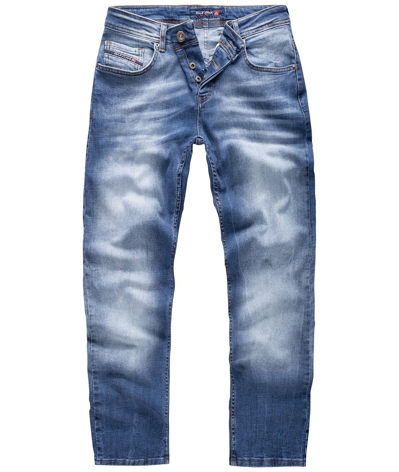Jeans Straight-Jeans Blau Rock Herren Creek RC-2358 Stonewashed
