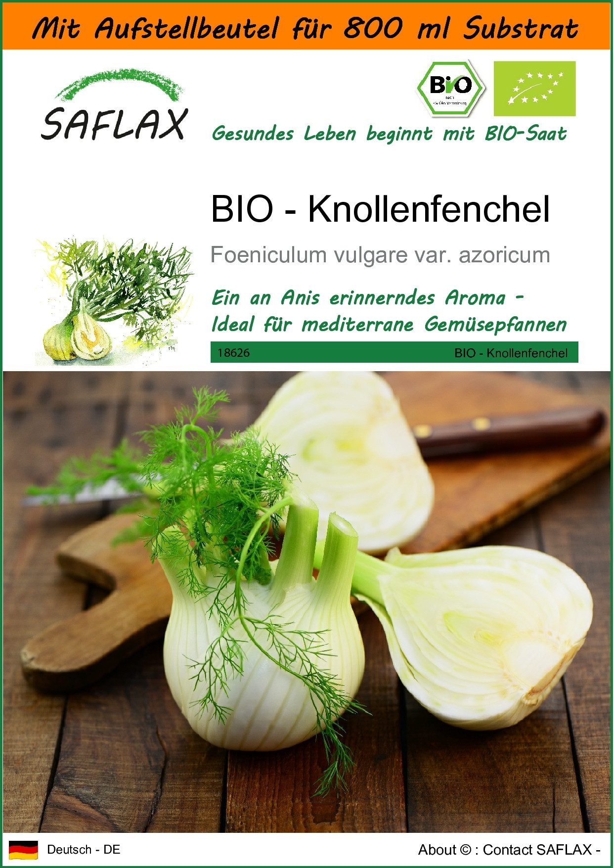 Gemüsesamen SAFLAX - Garden in the bag - BIO - Knollenfenchel