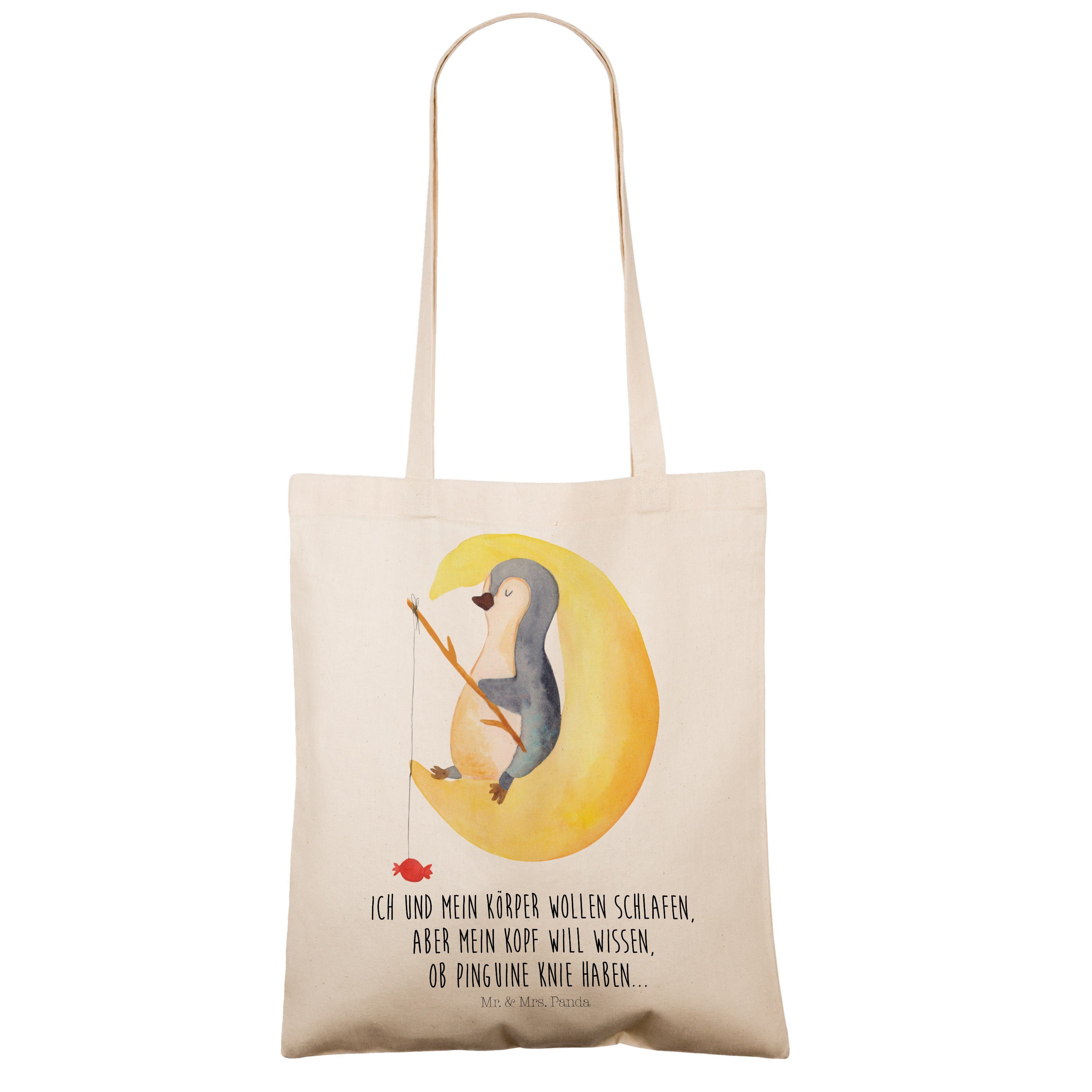 Mr. & Mrs. müde, Geschenk, Panda (1-tlg) - Pinguin Nachtruhe, - Mond Tragetasche Einkaufstasch Transparent