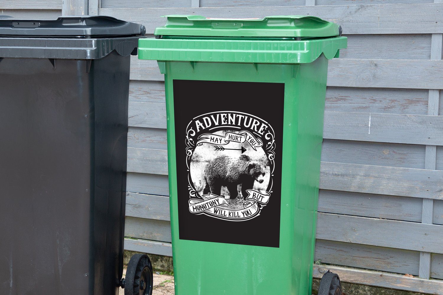 - Abfalbehälter Retro Mülleimer-aufkleber, (1 Bär Container, MuchoWow Wandsticker Zitat Tiere St), Sticker, Mülltonne, - -