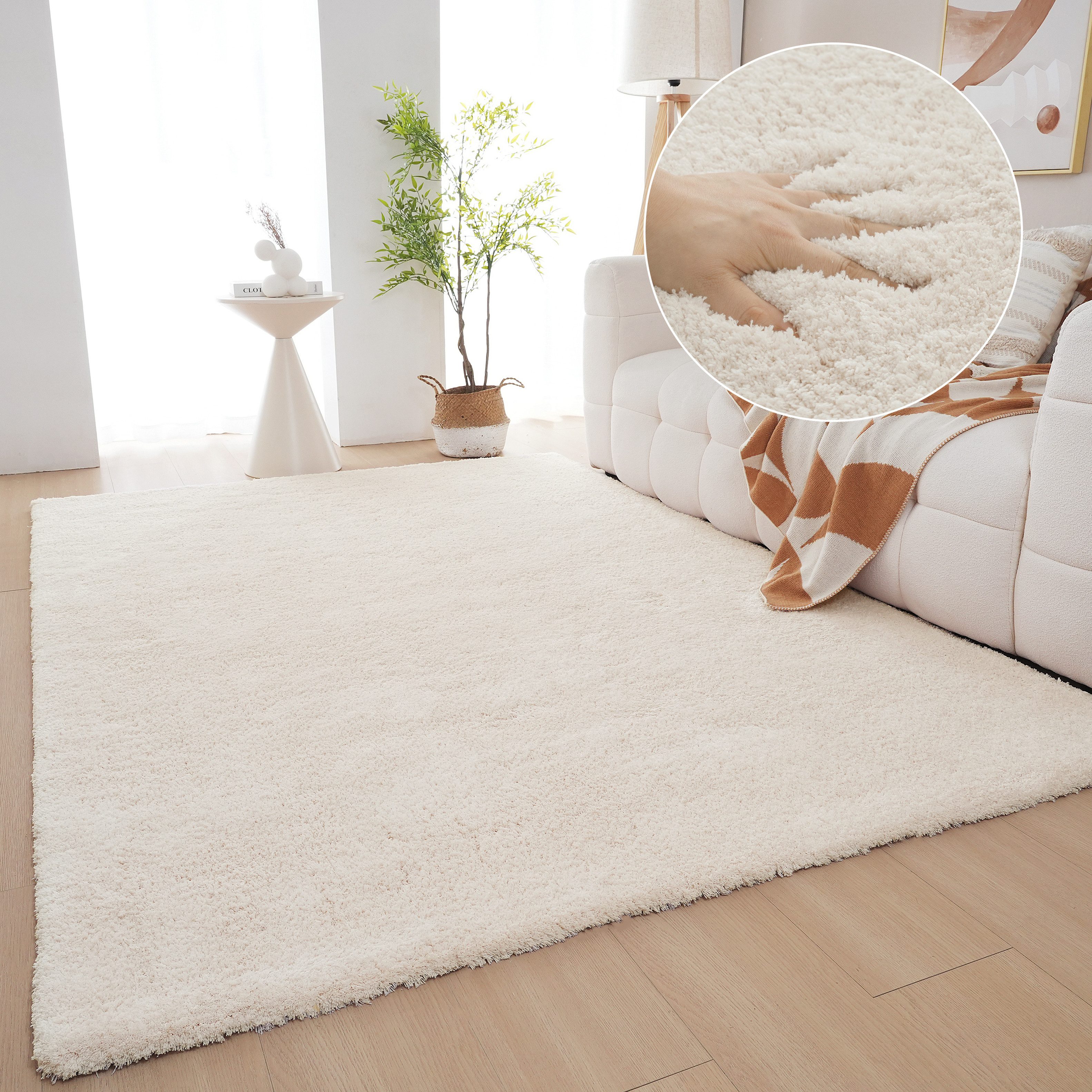 OTTO home Hochflor-Teppich Microfaser Teppich Magong, besonders weich, sehr feiner Flor, rechteckig, Höhe: 25 mm, uni, Wohnzimmer, Schlafzimmer, Kinderzimmer, auch rund und als Läufer