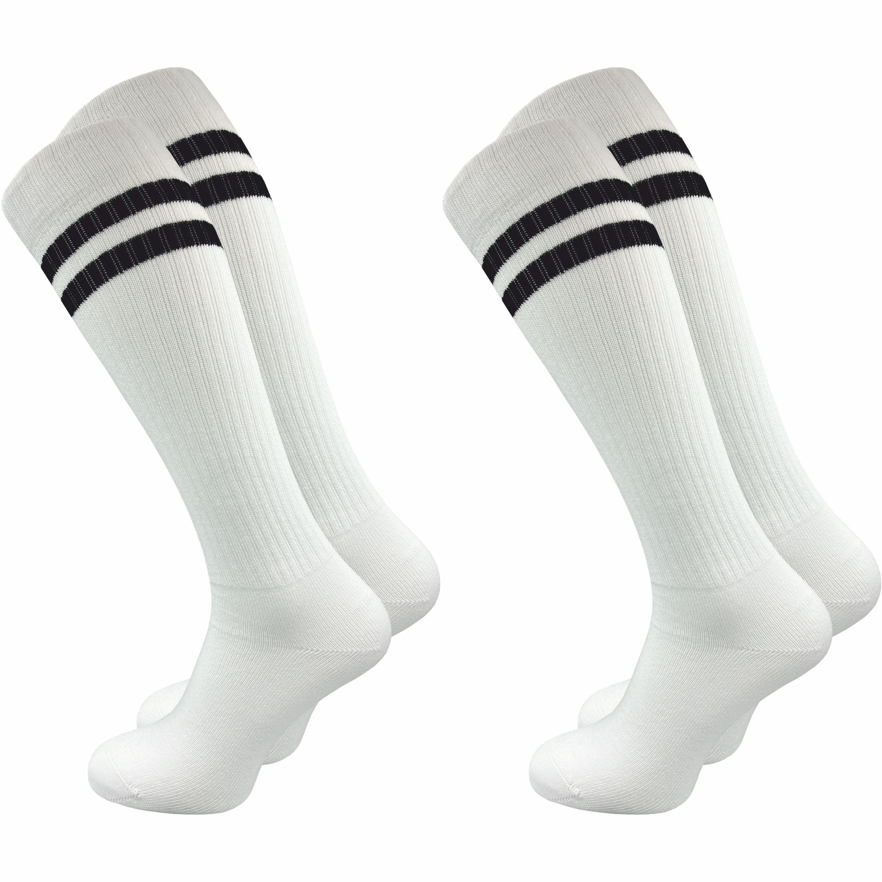 GAWILO Kniestrümpfe Retro für Herren mit stylischen Streifen - weiß & schwa günstig online kaufen