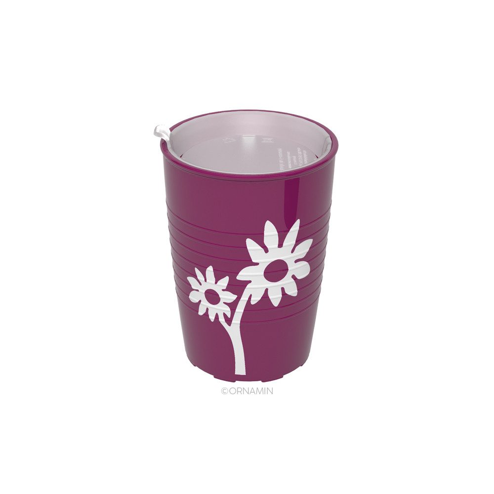 Ornamin Schnabelbecher Becher mit Antirutsch-Trick Blume mit Schnabelaufsatz/Trinkaufsatz, -1-tlg., SAN, Trinkhilfe l Alltagshilfe l BPA-frei l Made in Germany