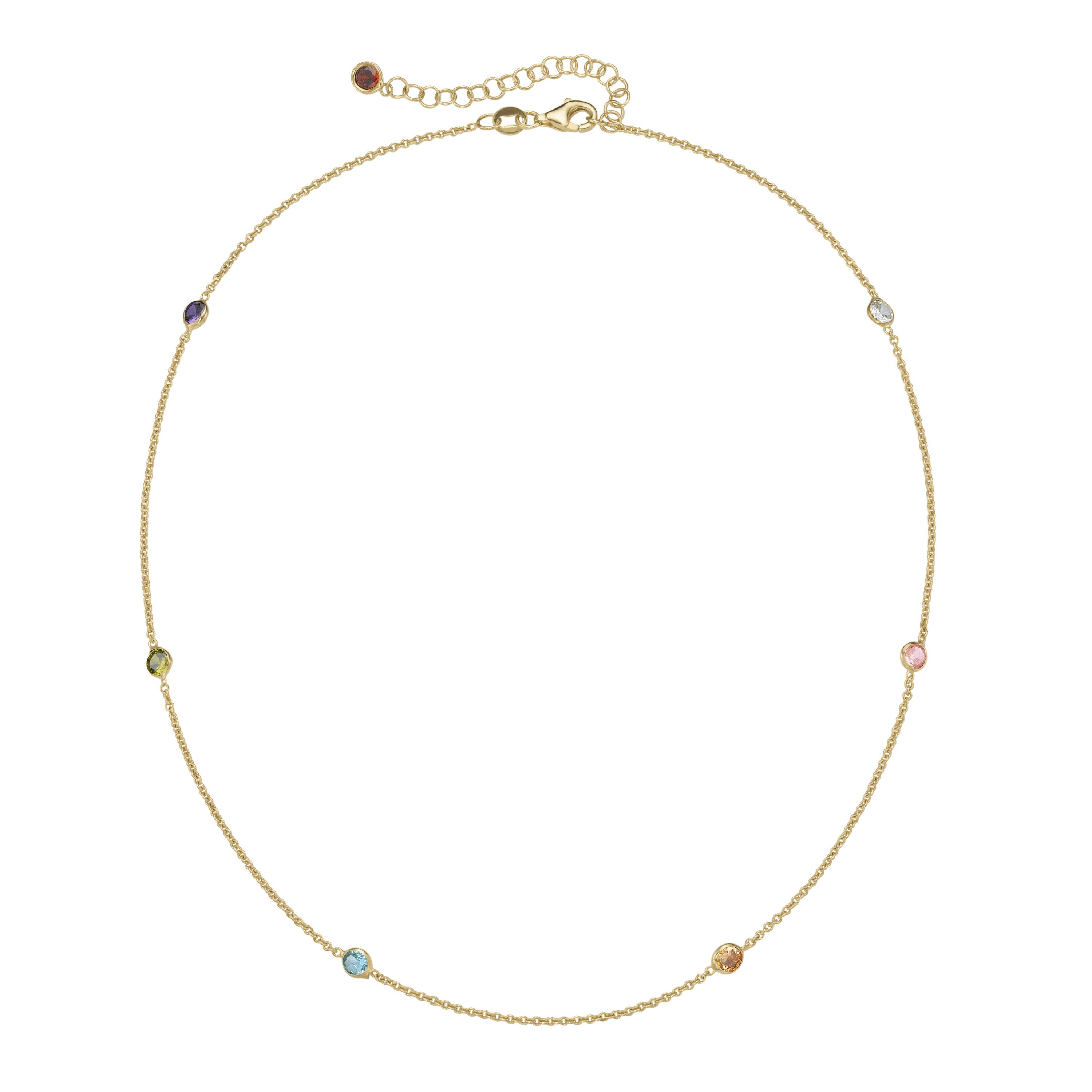 Smart Jewel Collier mit farbigen Zirkonia-Steinen, vergoldet, Silber 925