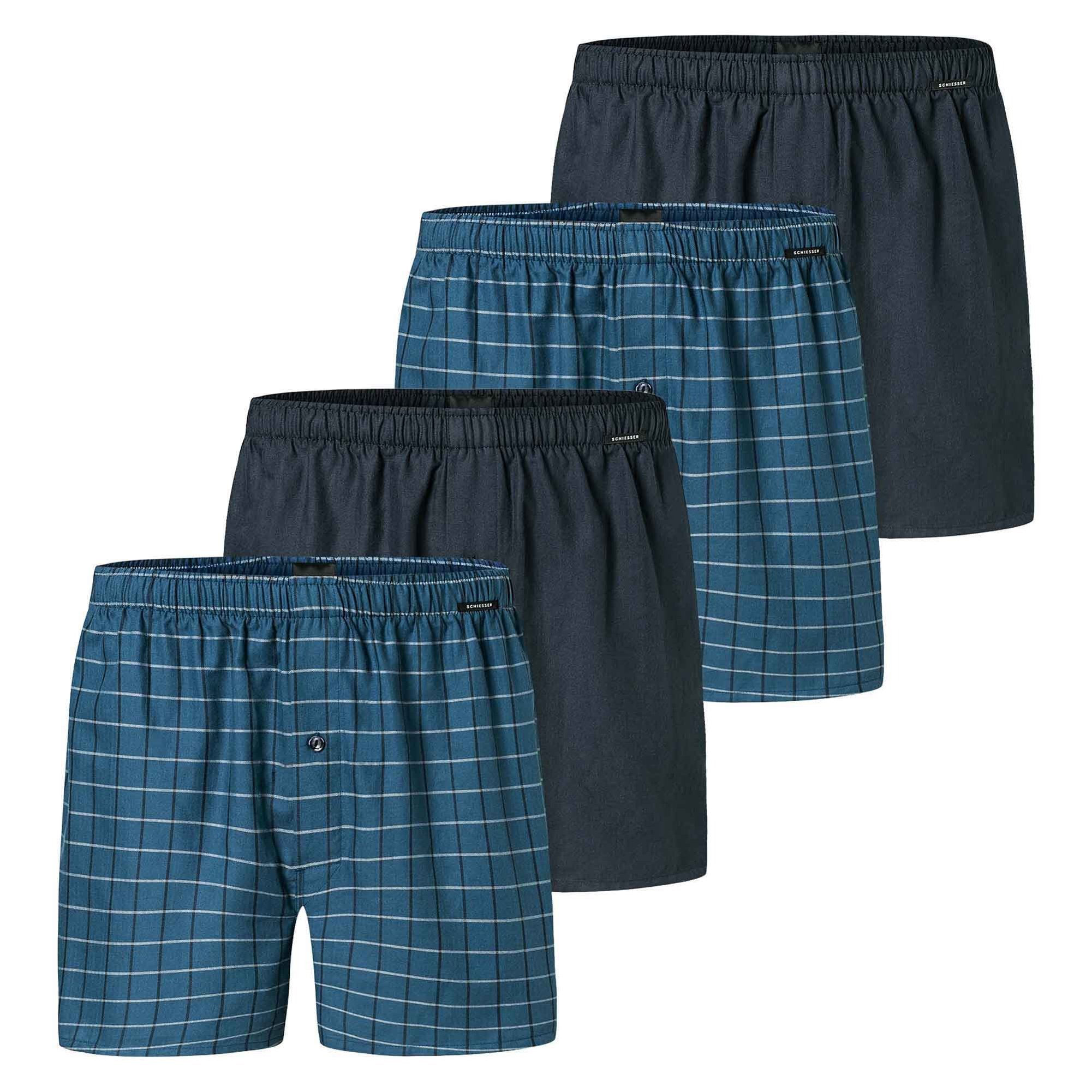Schiesser Boxershorts Herren Web-Boxershorts 4er Pack Baumwolle (Packung, 4 günstig online kaufen