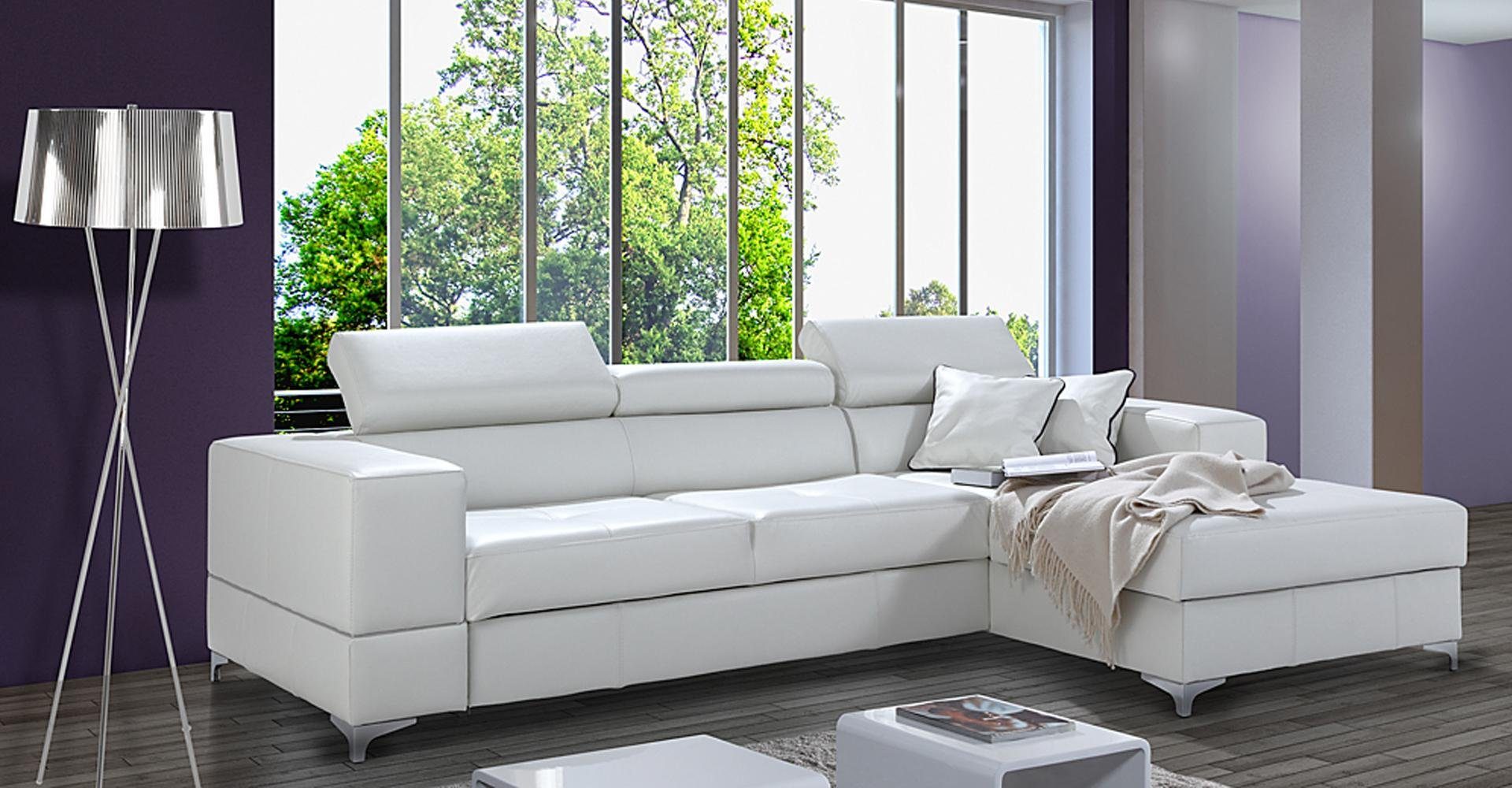 JVmoebel Ecksofa Ecksofa L-Form Sofa Design Polster Modern Textil Bettkasten, Made in Europe Weiß