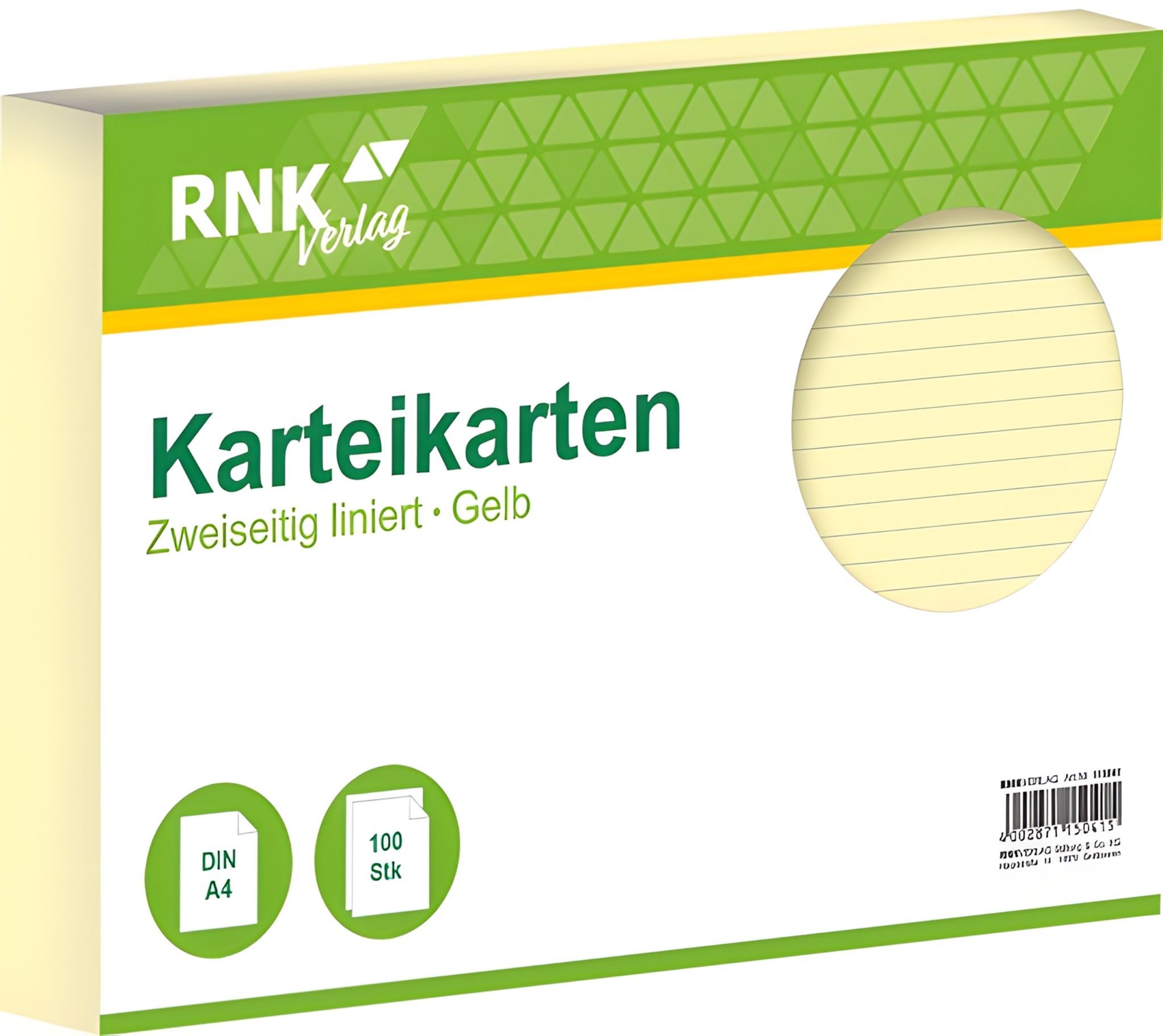 RNK Karteikarten RNK Karteikarte A4 liniertt gelb 100St blaue Kopflinie