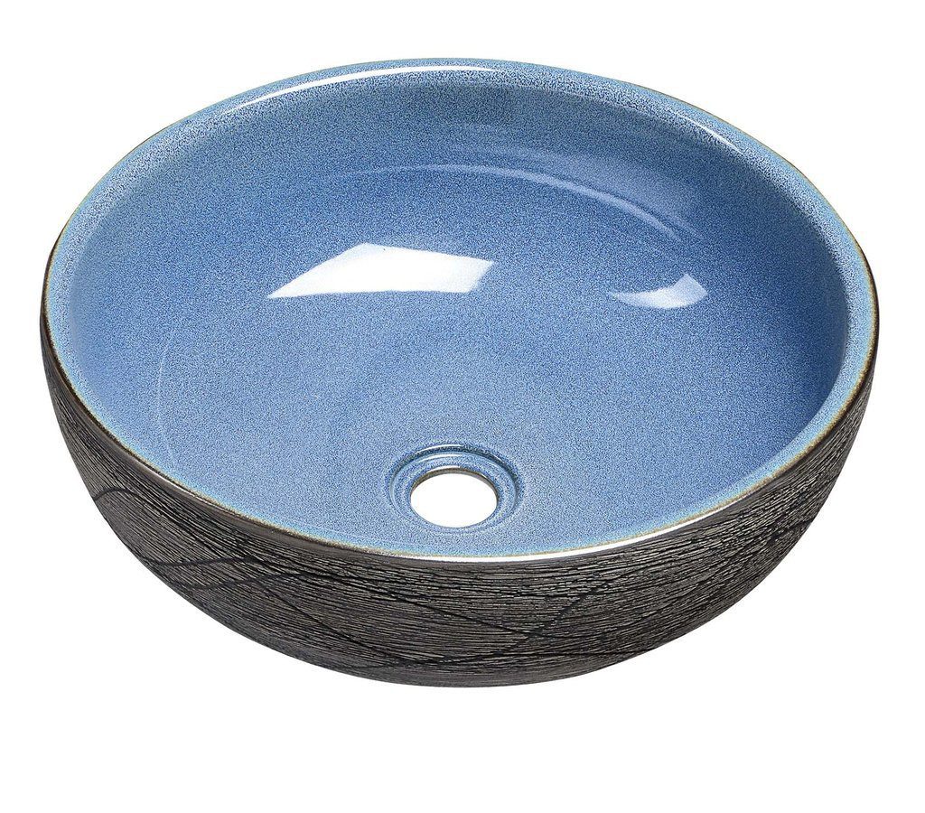 Sapho Waschtisch PRIORI Keramik-Waschtisch Ø 41 cm, Blau/Grau, Sapho-PI020