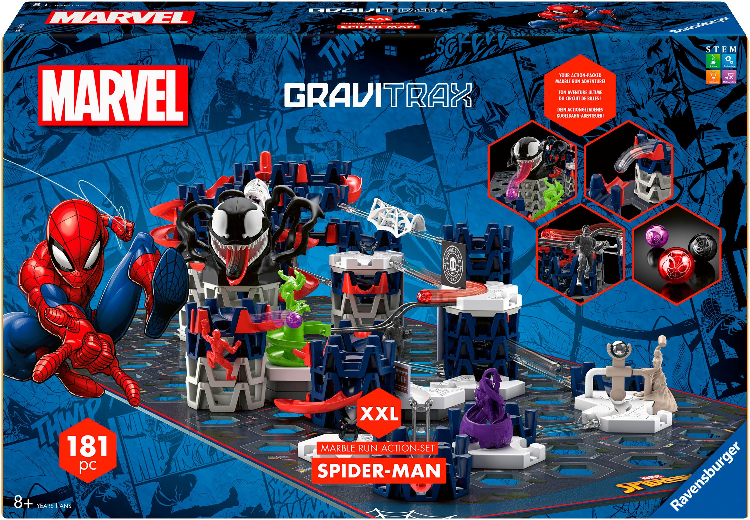 Ravensburger Kugelbahn-Bausatz GraviTrax BASE Spider-Man - Action Set, (181-tlg), Made in Europe