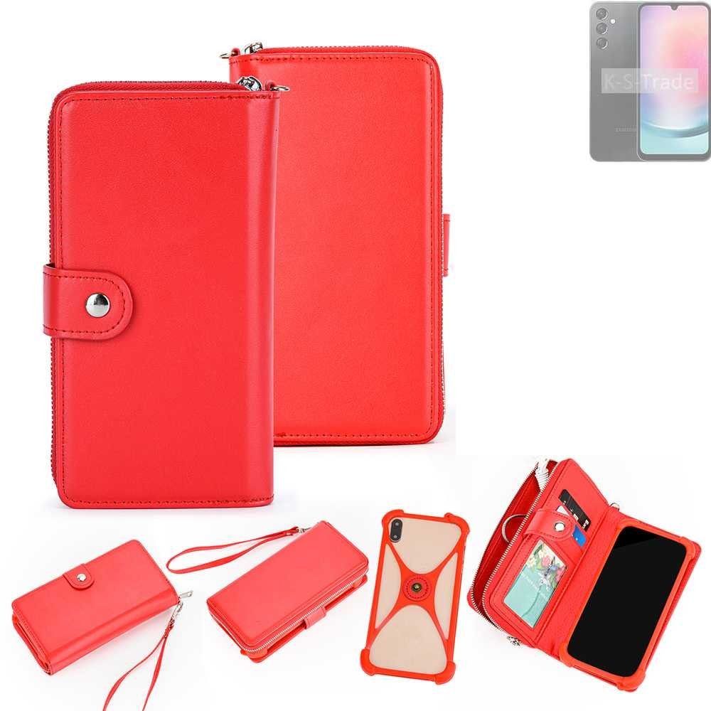 K-S-Trade Handyhülle für Samsung Galaxy A24 5G, 2in1 Schutzhülle Portemonnee Handyhülle mit Bumper Hülle Case