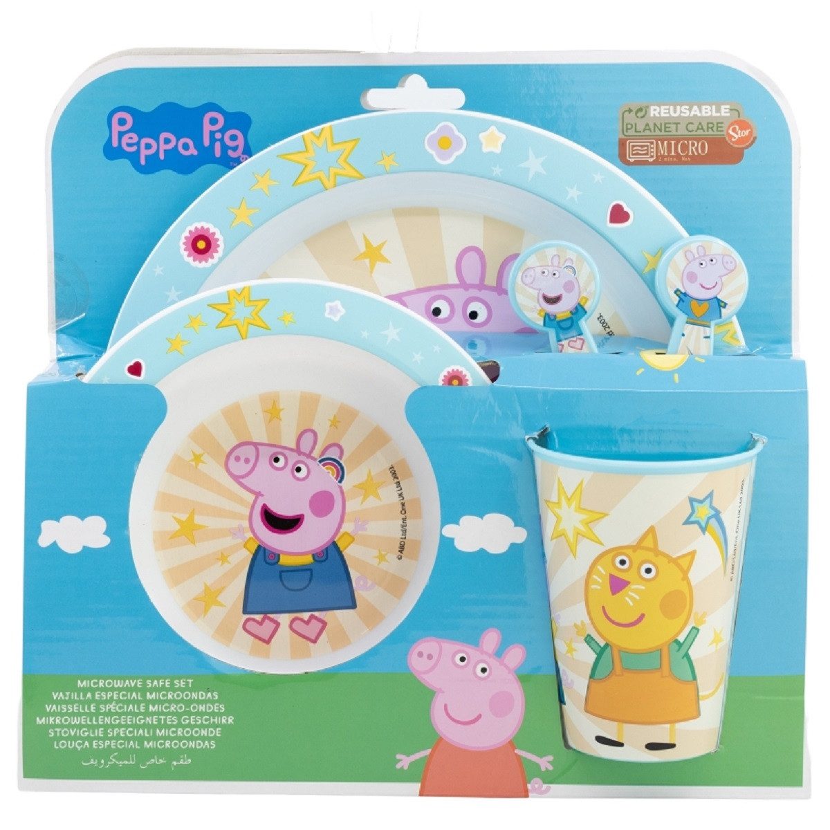 Peppa Pig Frühstücks-Set Mikrowellengeeignet 5-teiliges Kindergeschirr mit rutschfestem Boden