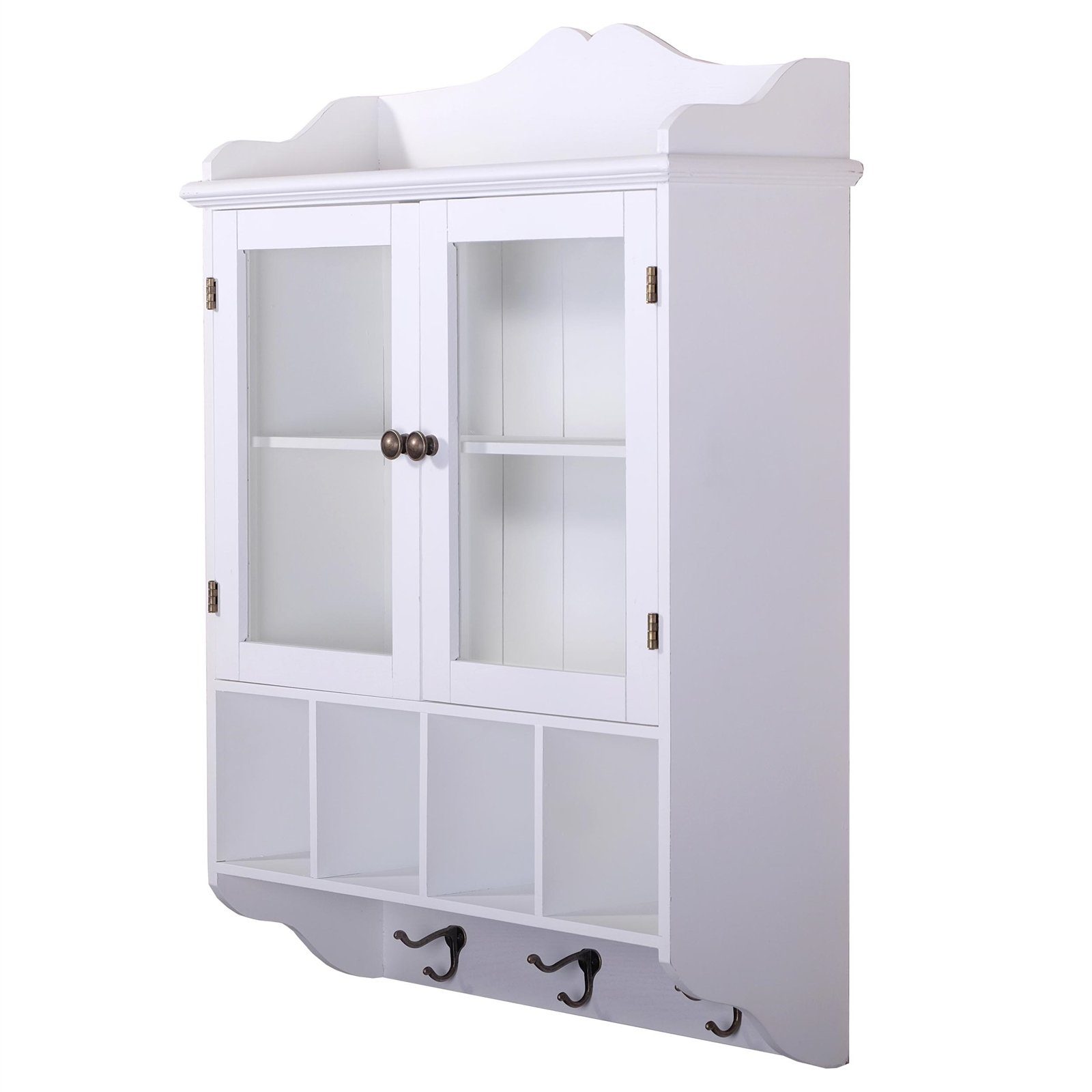 DESIGN DELIGHTS Wandregal LANDHAUS WANSCHRANK "LOTTA", weiß, 4 Fächer, Glas günstig online kaufen