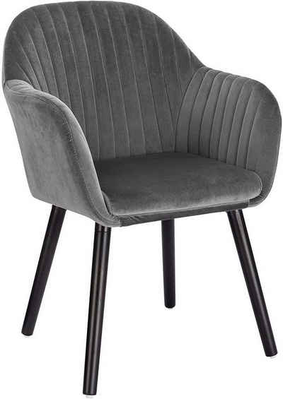 Woltu Esszimmerstuhl (1 St), Design Stuhl mit Armlehne Samt Massivholz Beine