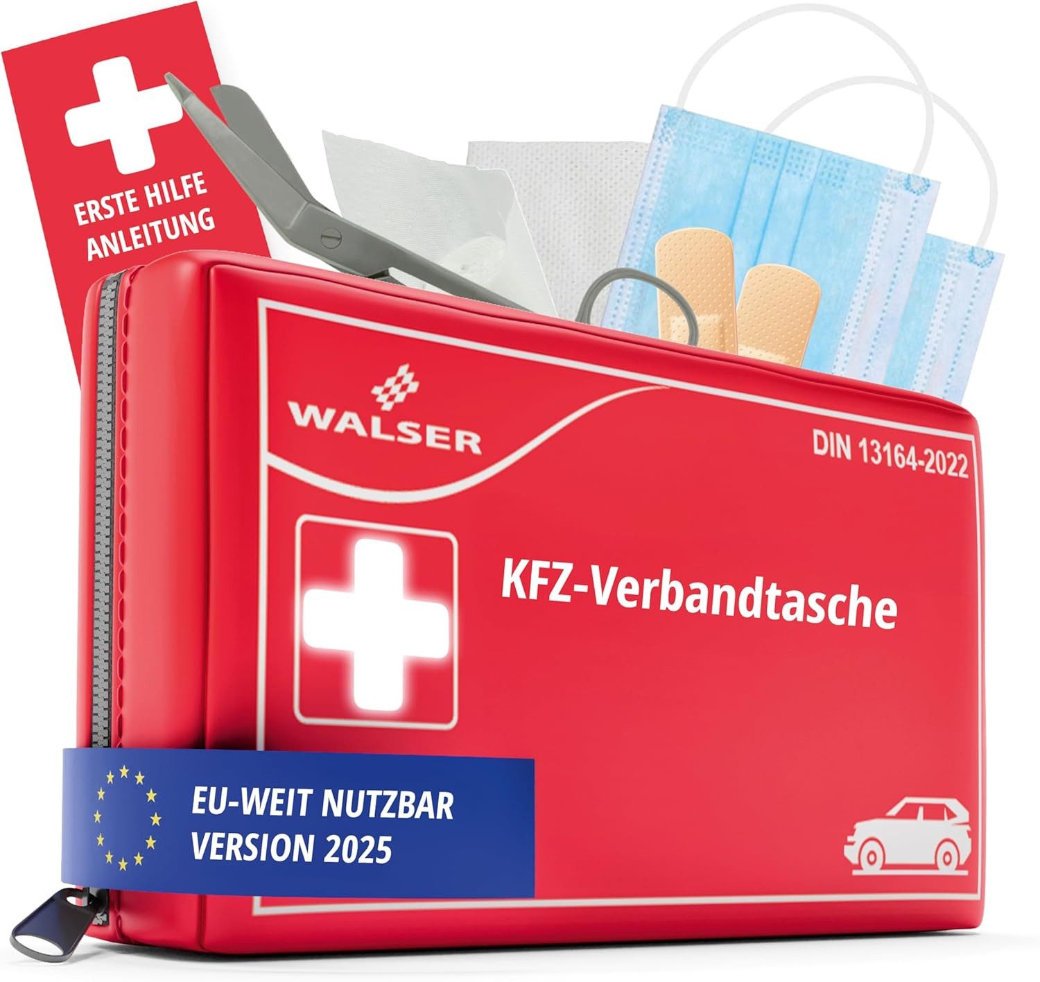 WALSER Erste-Hilfe-Set Walser Auto Verbandskasten 2025 DIN 13164, Erste Hilfe Set, sehr gut
