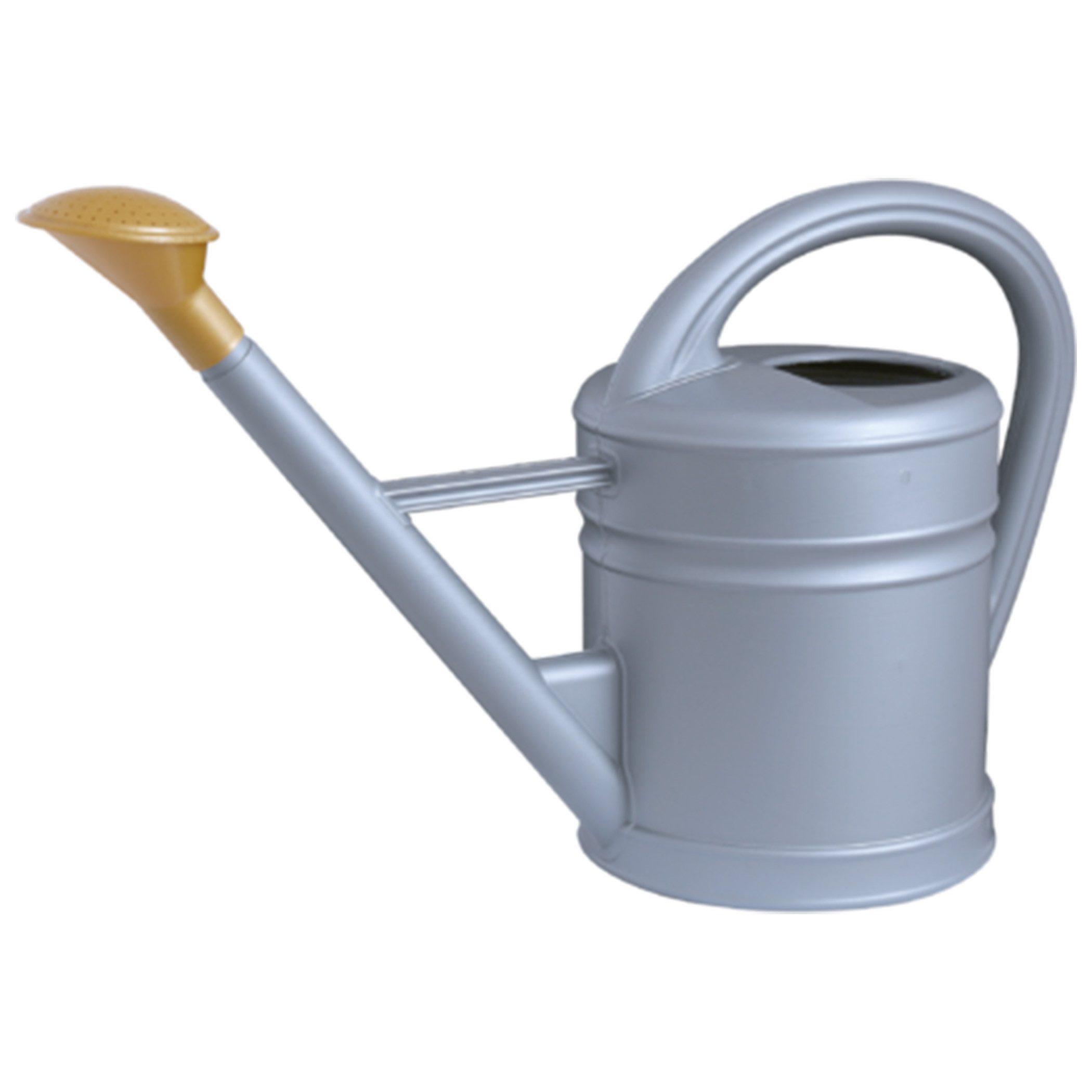 Geli Gießkanne Geli Gartengiesskanne ANTIQUA Zink 5L Kunststoff mit Goldbrause (2-tlg)