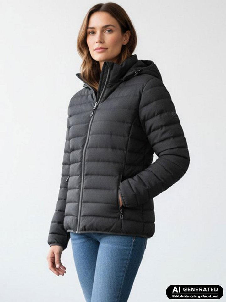 Blue Wave Steppjacke Damen Jacke Nina gesteppt - Leichte Jacke Übergangsjacke Outdoor Melange-Optik, Abnehmbare & verstellbare Kapuze, 2-Wege-Reißverschluss