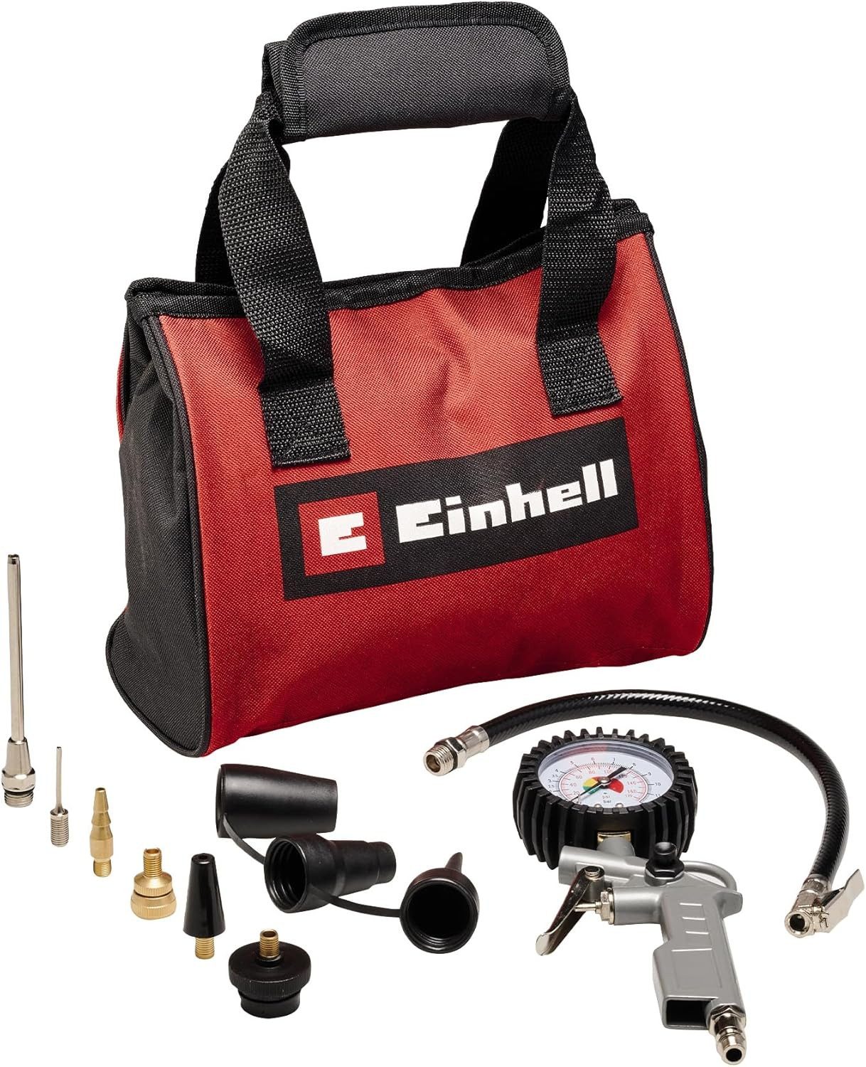 Einhell Druckluftwerkzeug Kompressoren-Zubehör10-tlg.Druckluftset, Adapter, Reifenfüller,Tasche