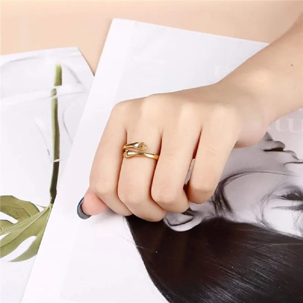 Eyecatcher Fingerring Verstellbare Umarmungsringe aus Kupfer in Gold- und S günstig online kaufen