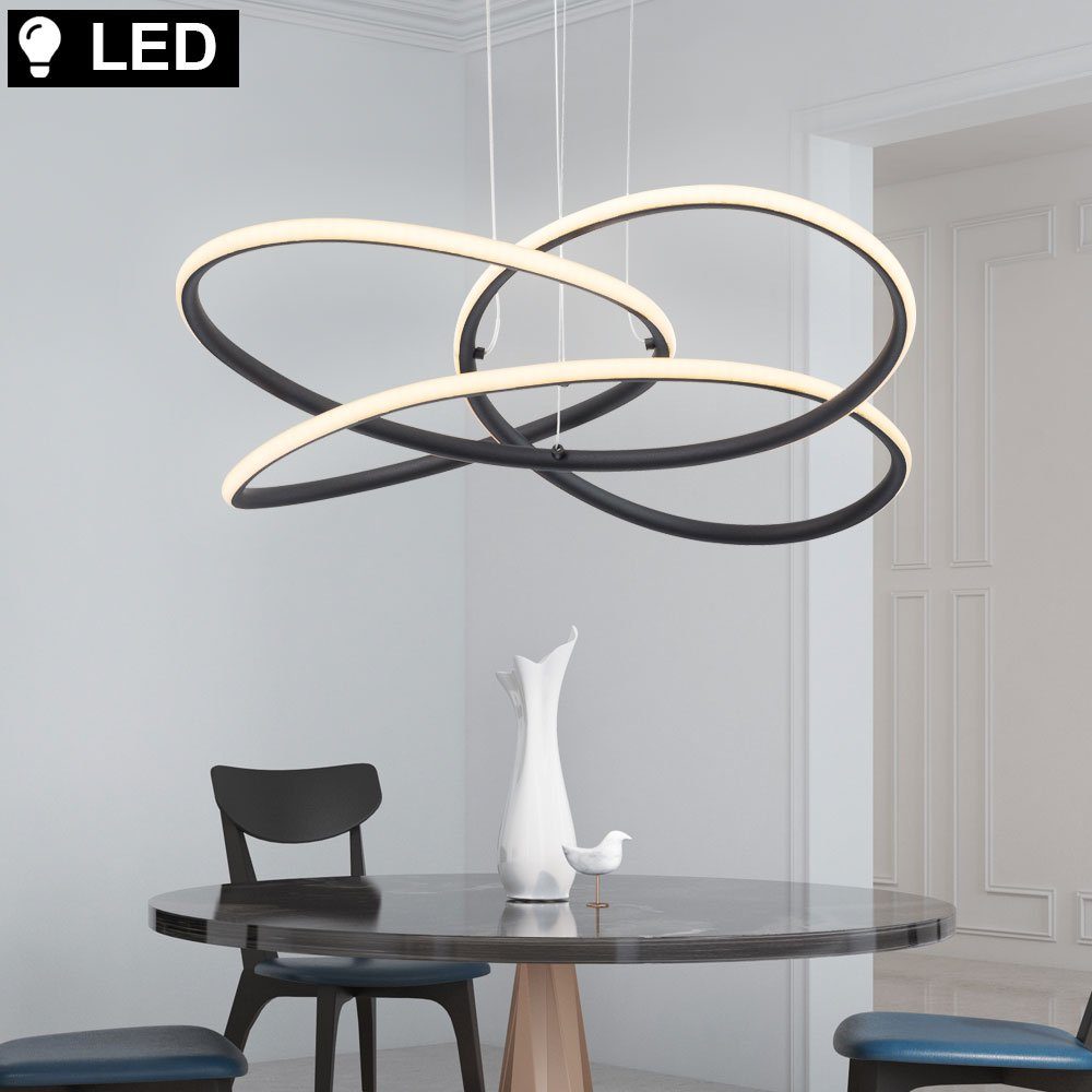 Form LED geschwungener in verbaut, etc-shop Deckenlampe Deckenleuchte mit Warmweiß, Pendelleuchte, Wohnzimmer fest LED-Leuchtmittel LED