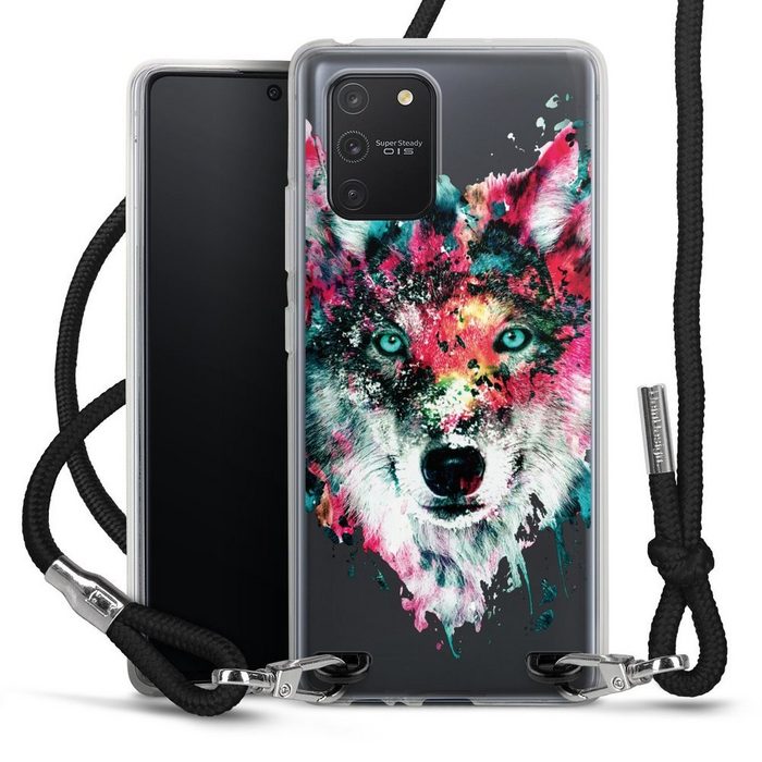 DeinDesign Handyhülle Riza Peker Wolf bunt Wolve ohne Hintergrund Samsung Galaxy S10 Lite Handykette Hülle mit Band Case zum Umhängen