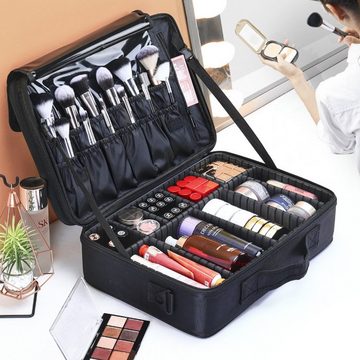 Aoucheni Kosmetikkoffer Kosmetiktasche Portable Reise Make Up Tasche, Schwarz