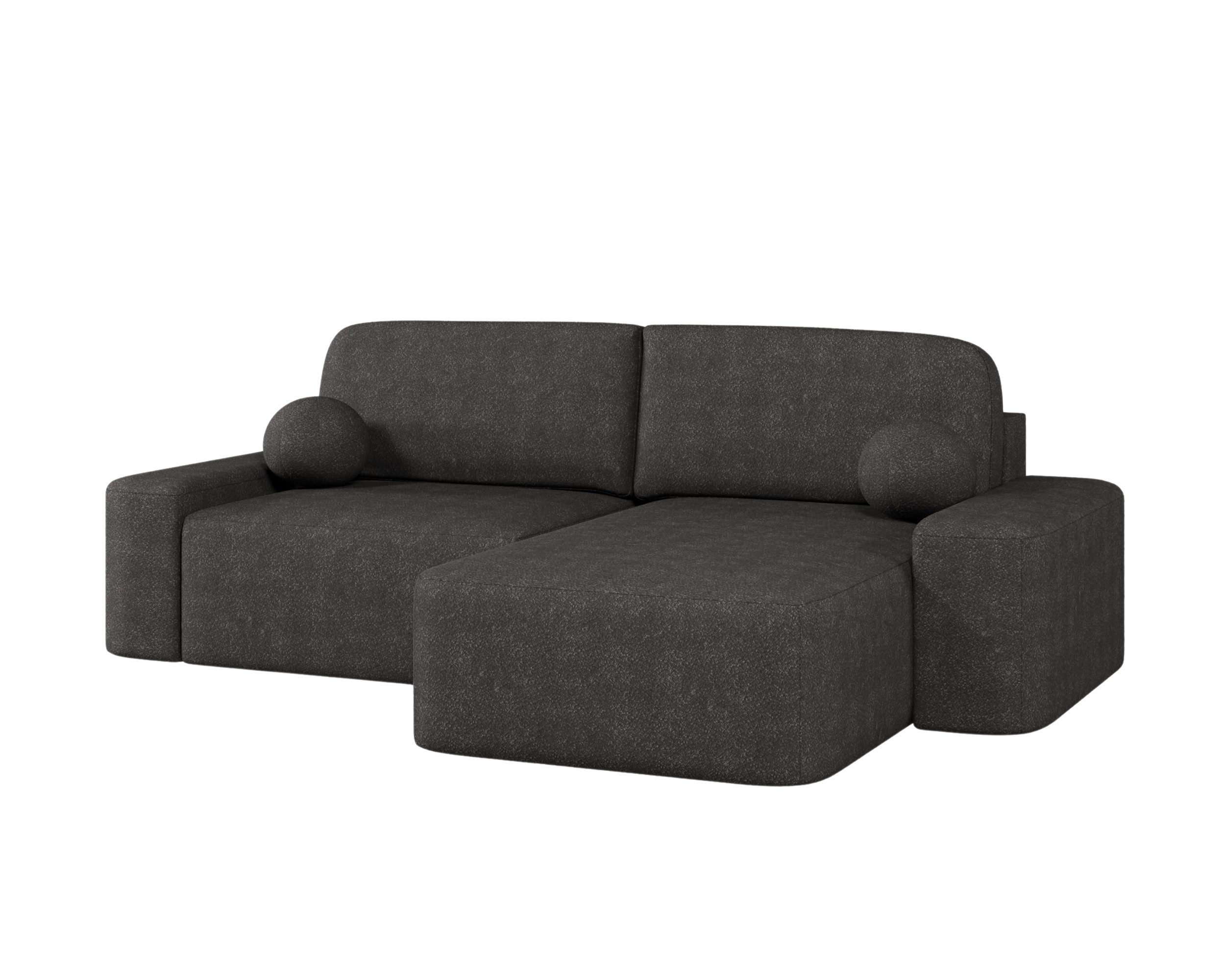 MOEBLO Ecksofa Lisbon aus Bouclé, Ottomane beidseitig montierbar Couch für Wohnzimmer Schlafsofa Sofagarnitur Sofa Eckcouch L-Form, mit Relaxfunktion