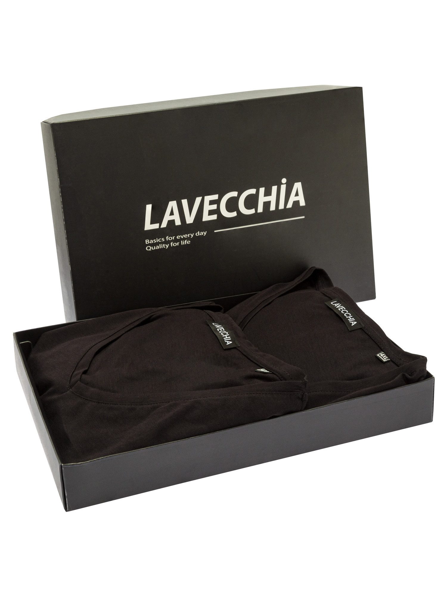 Lavecchia T-Shirt Lavecchia Herren T-Shirt V-Ausschnitt (2 Stück) LV-123 Schwarz 4XL (2-tlg) Herrenshirt V-Ausschnitt