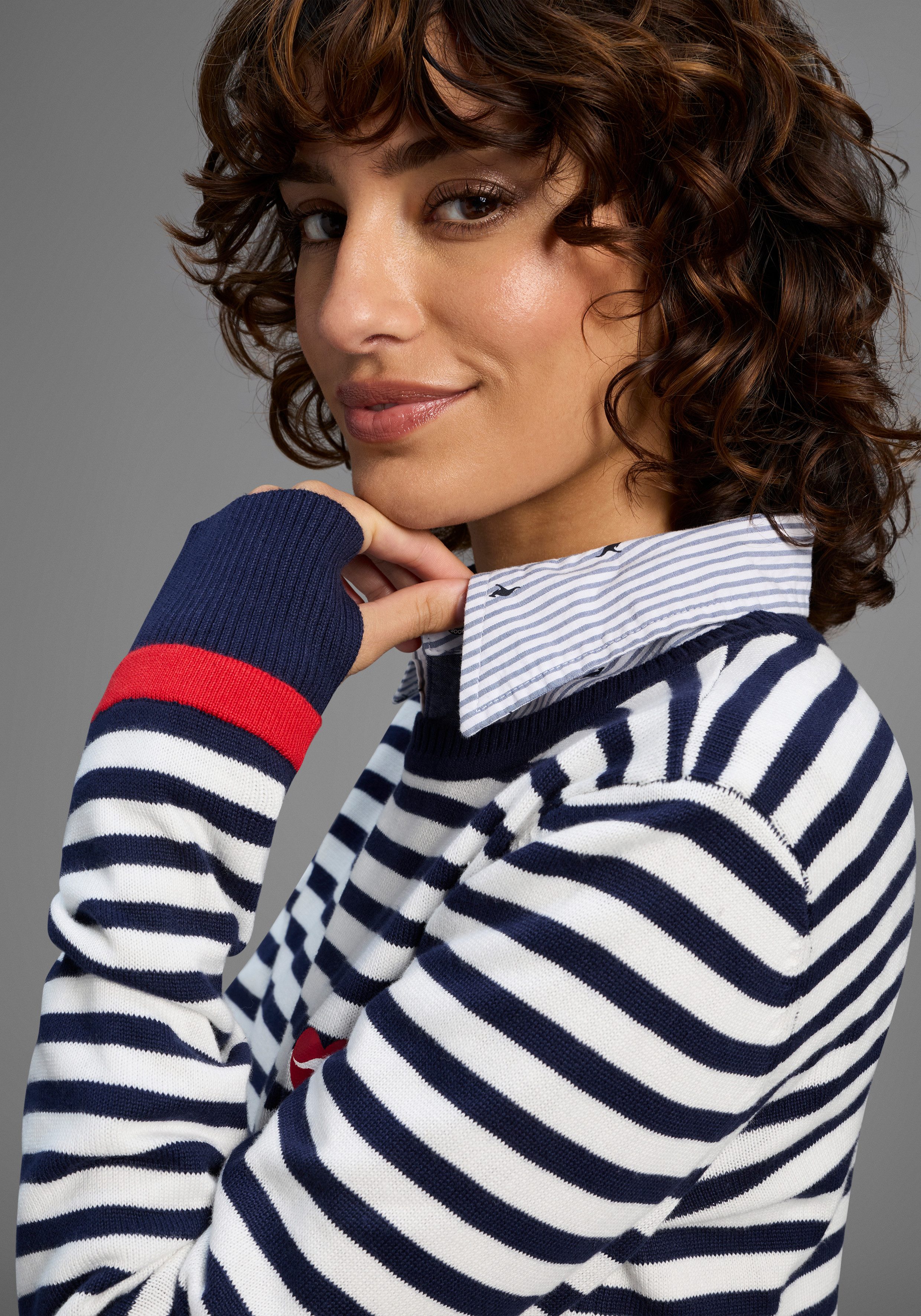 KangaROOS Streifenpullover mit Ringelstreifen und herzlichem Logodruck