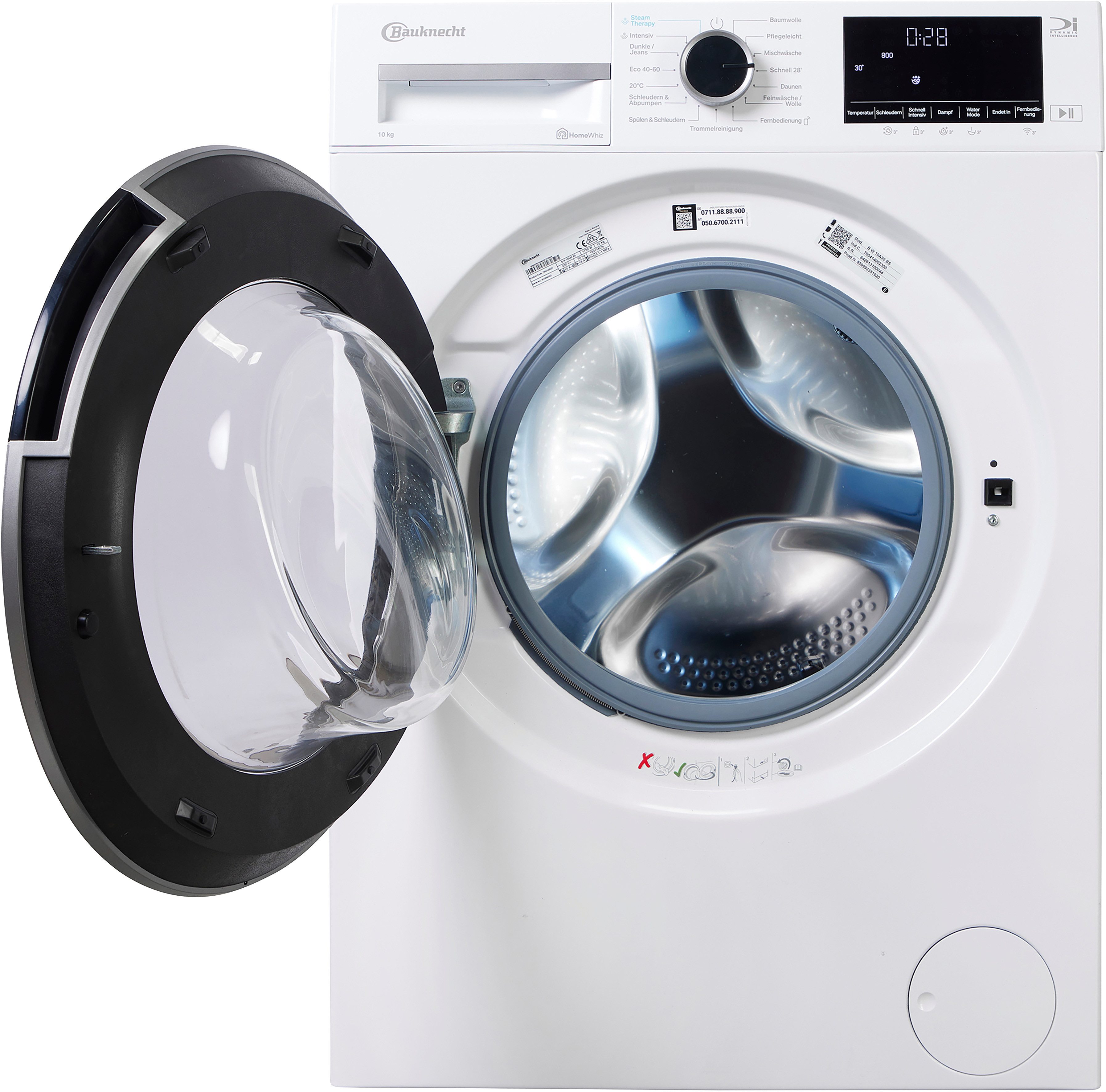 BAUKNECHT Waschmaschine B W 10A30 BS, 10 kg, 1400 U/min, Mikroplastikfilter – filtert bis zu 90% der Mikrofaser