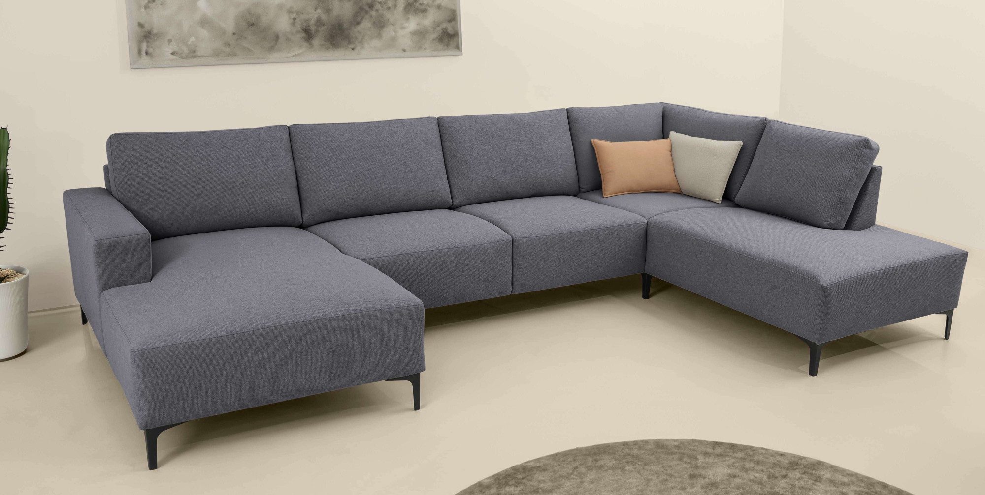 Home affaire Wohnlandschaft Tournon U-Form, XXL Sofa, Breite 333 cm, Webstoff, Chenille, Designsofa im nordischen Stil, Wellenunterfederung, Metallfüße