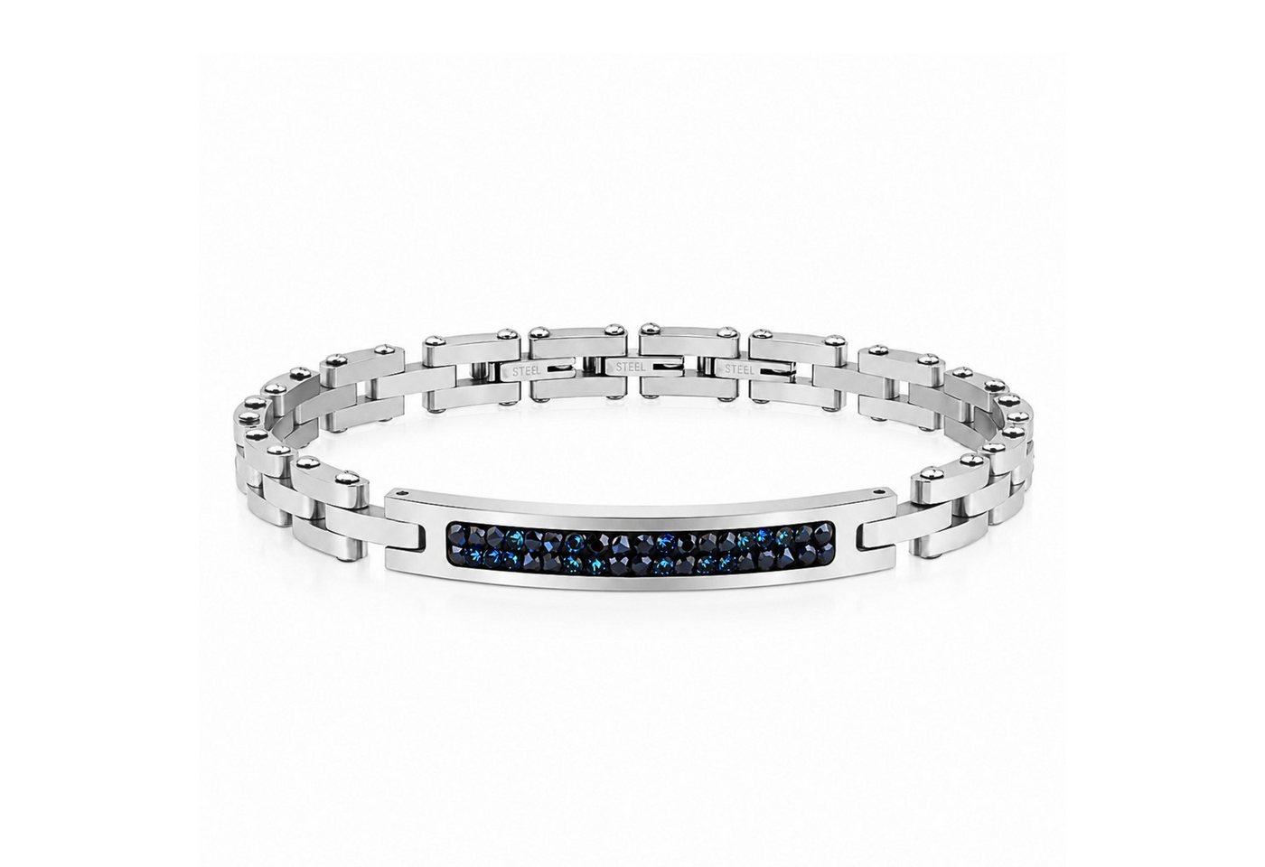 UNIQAL.de Edelstahlarmband Unisex STELLE – Edelstahl & AAA-Zirkonia, Midnight Blue (mit präzise gefassten Schmucksteinen und brillanter Lichtwirkung, inkl. Schmuckverpackung), hautfreundlich, wasserbeständig und flexibel anpassbar