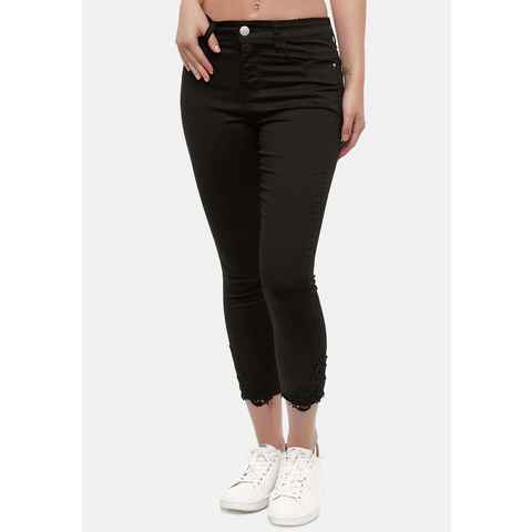 MiSS RJ Skinny-fit-Jeans Denim Jeans Stretch Leggings Hose Skinny Röhrenjeans Spitze (1-tlg) 3277 in Schwarz