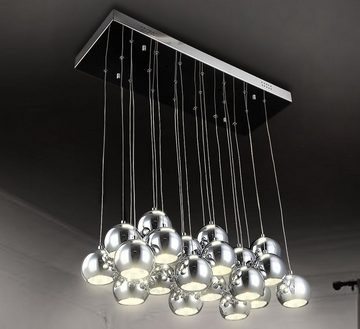 Lewima Hängeleuchte »Amalia« 70cm Chrom Silber Kugel Deckenleuchte, massive Deckenlampe, dimmbar per Fernbedienung 20xG4 LED wechselbar, Lichtfarbe und Stärke beliebig, Starterkit Warmweiß, Kaltweiß möglich, 80cm Hängelänge kürzbar, edle Pendellampe für Esszimmer mit Speicherfunktion